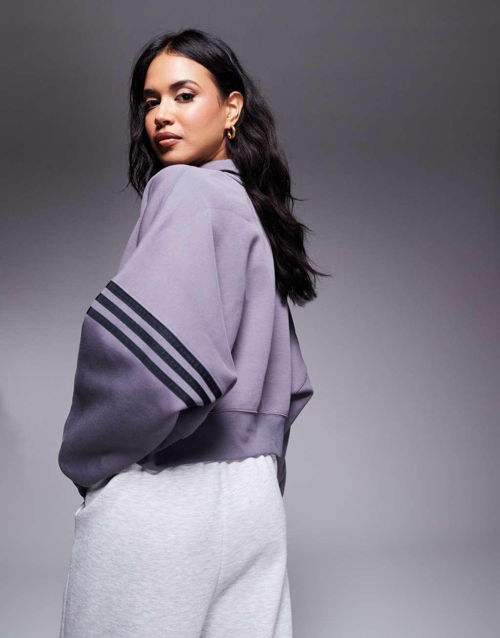 adidas Originals neuclassics zip up sweatshirt in gray Product Image