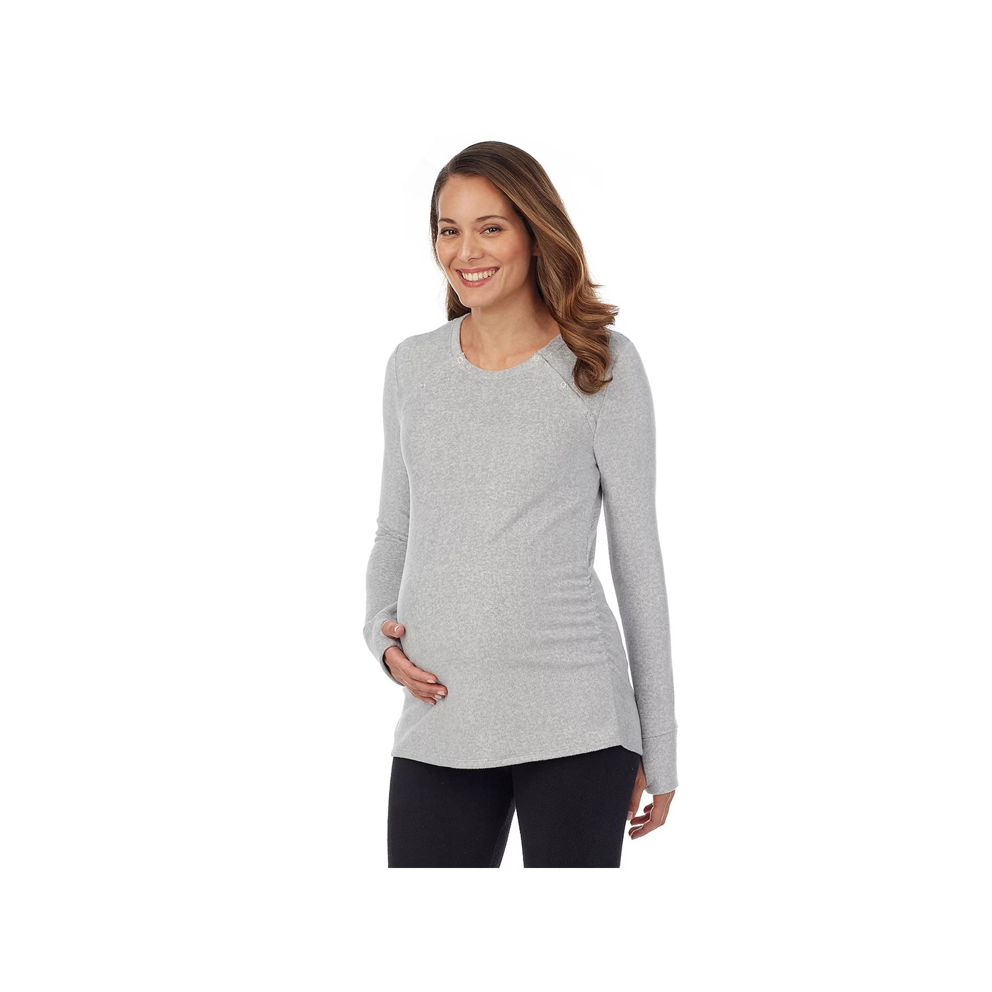 Cuddl Duds® Maternity Fleecewear with Stretch Snap-Front, Women's, Size: XL-Mat, Light Grey Grey Product Image