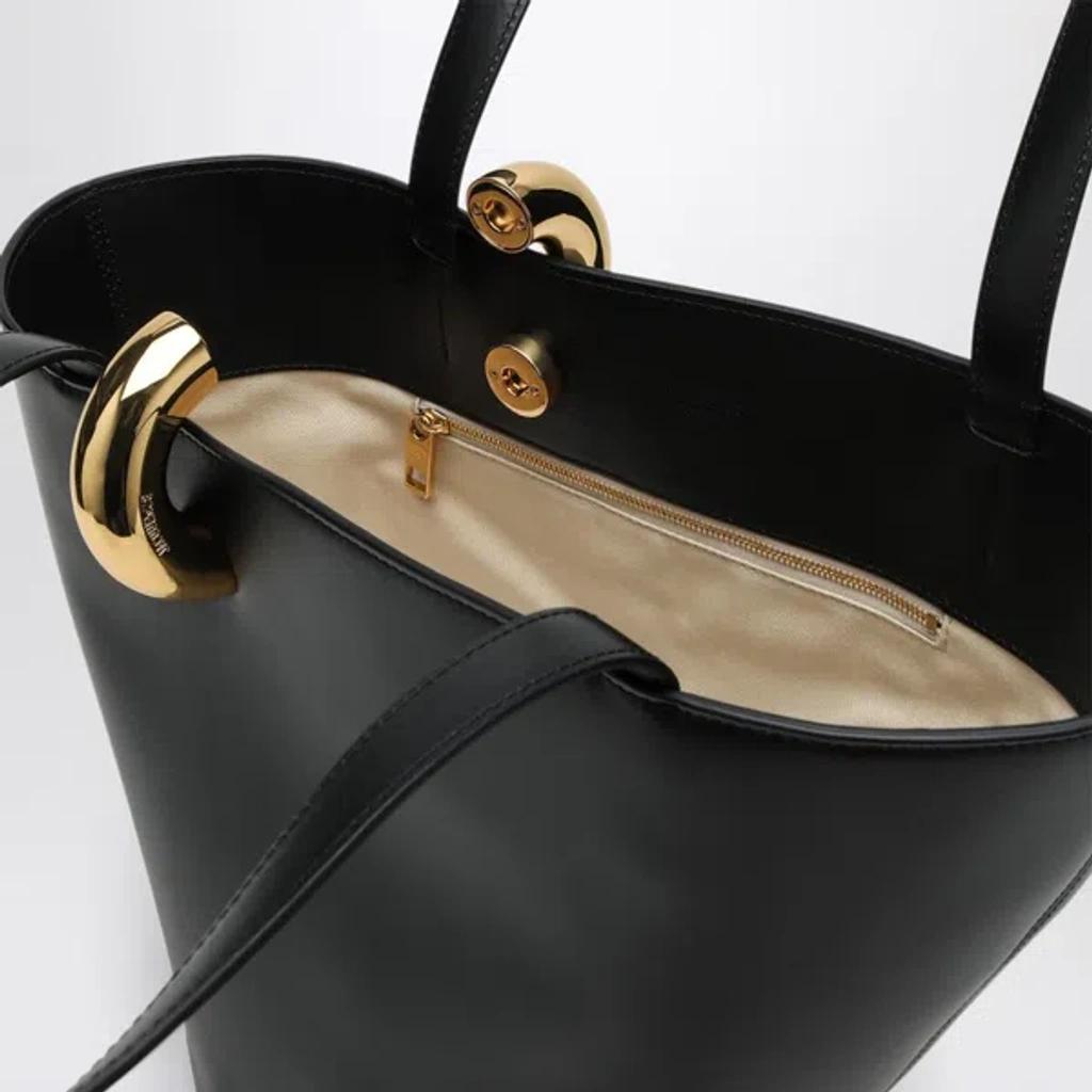 JACQUEMUS The Medium Bambola Asymmetric Leather Bucket Bag In Black 990 Product Image