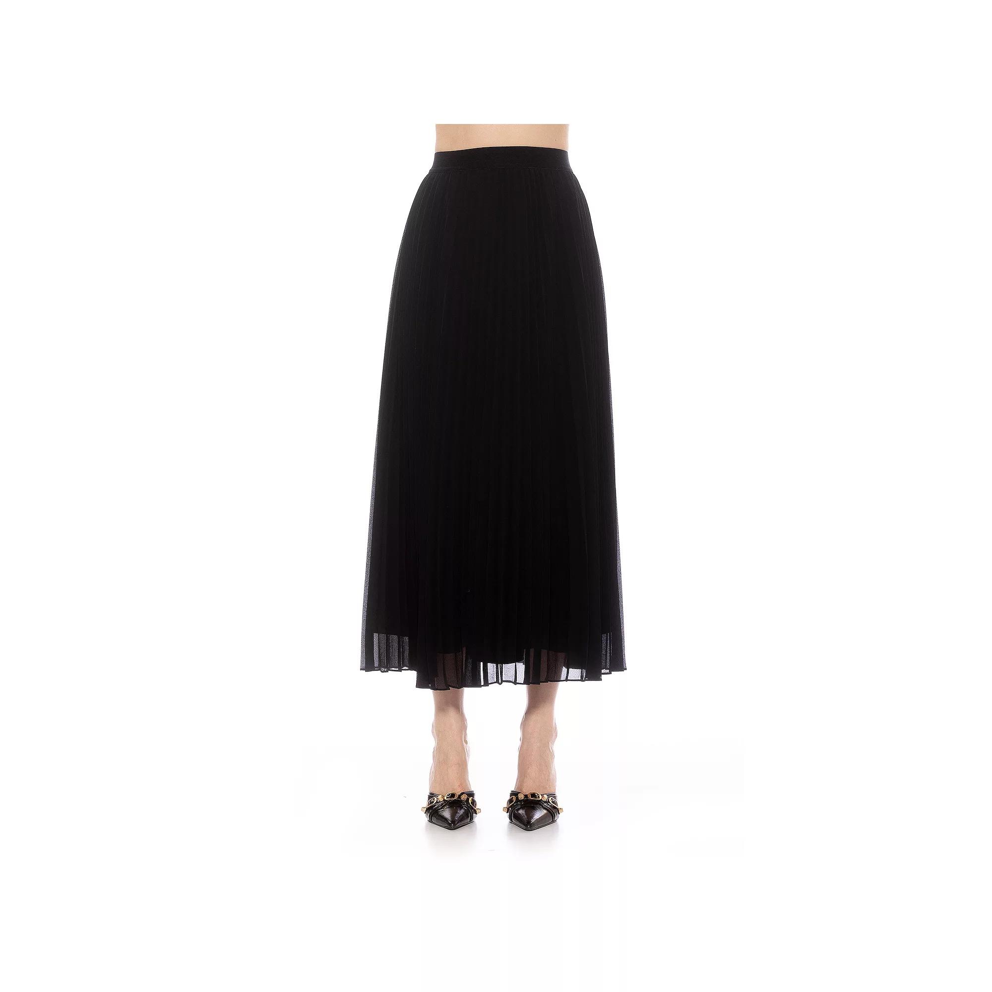 Women's ALEXIA ADMOR Kesia Pleated Midi Skirt, Size: 6, Black Product Image