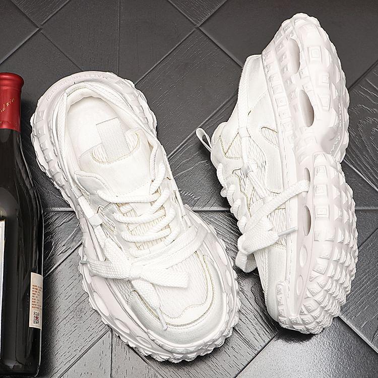 Platform Mesh Panel Lace-Up Mule Sneakers Product Image