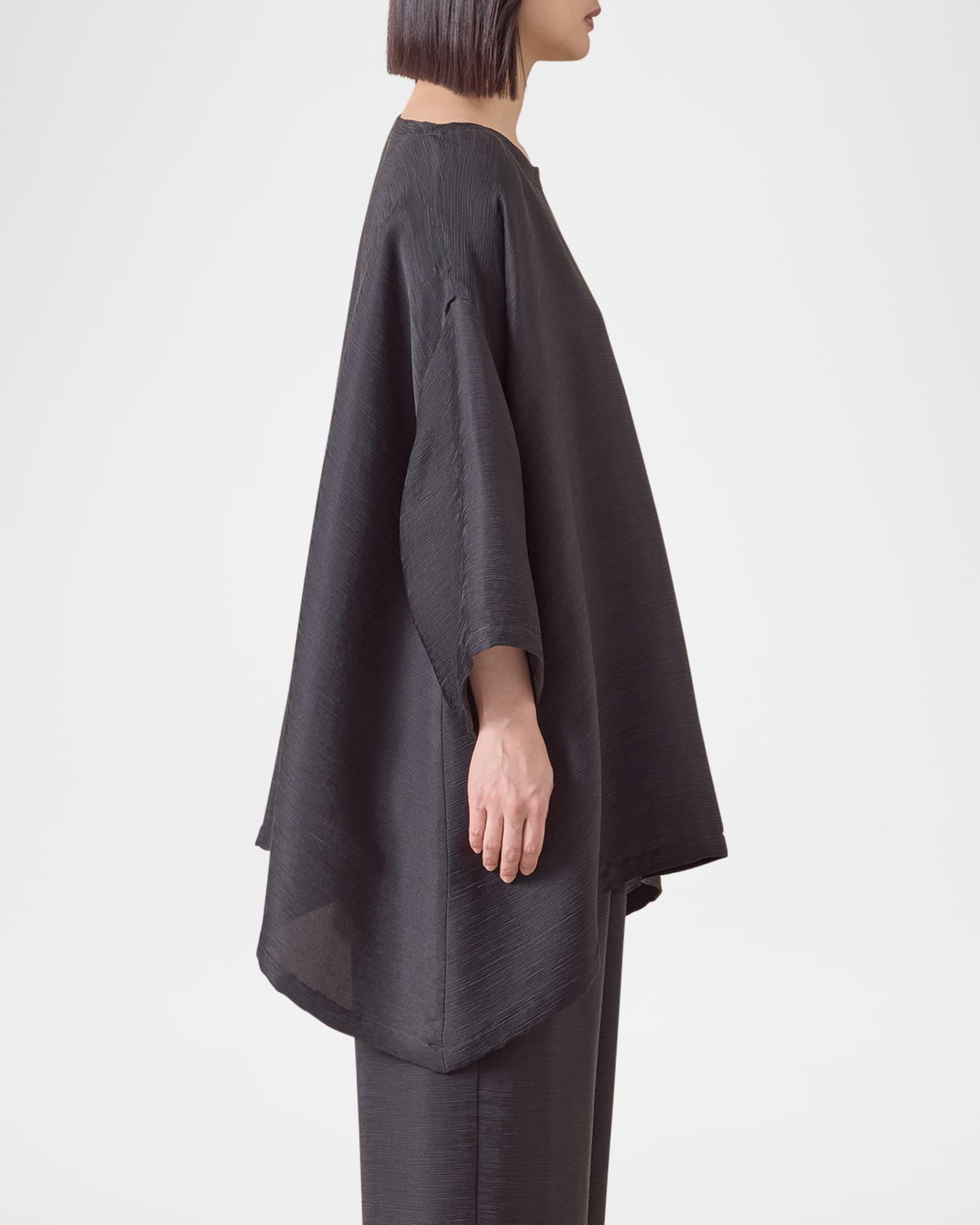 Silk Plisse Wide A-Line Scoop-Neck Top (Long Length) Product Image
