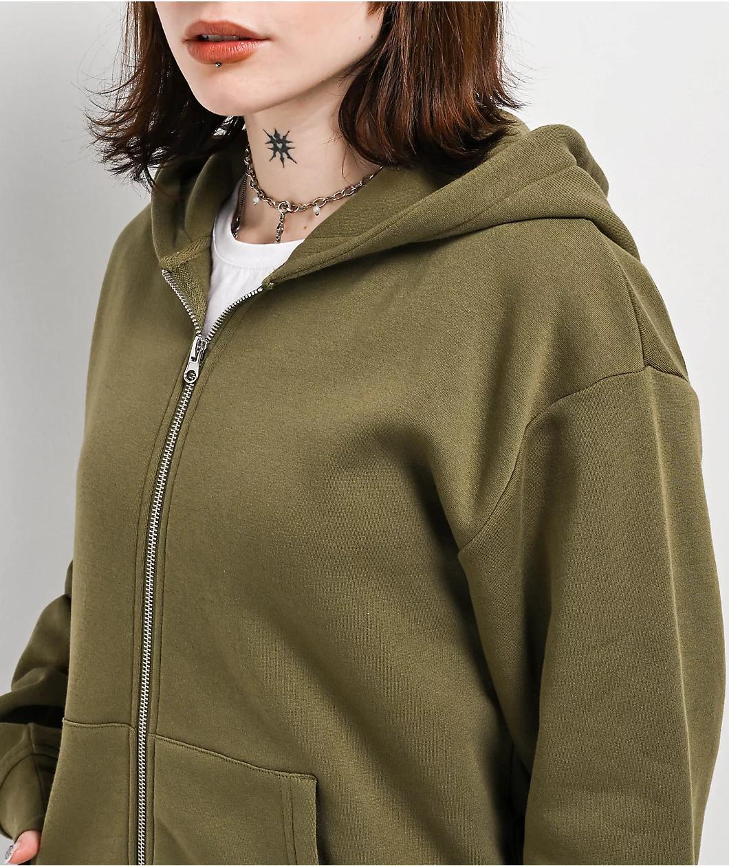 Zine Russo Olive Zip Hoodie Product Image