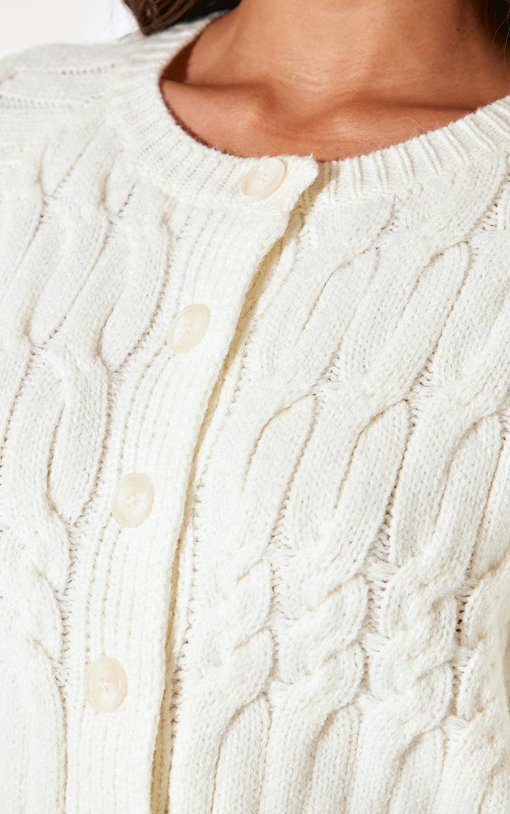 Cream Cable Knit Button Up Cardigan Product Image