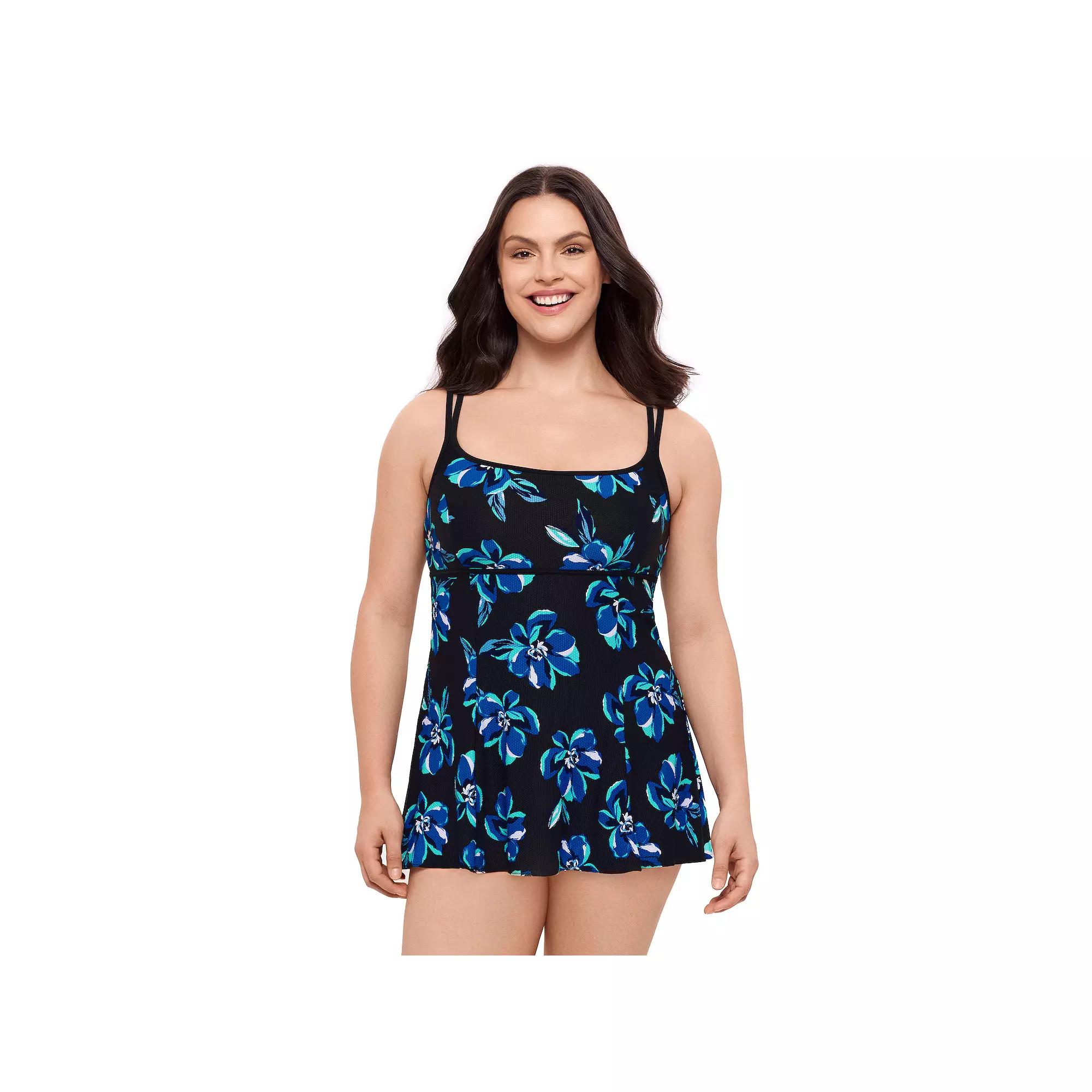 Women's Great Lengths Flower Picker Empire Princess Seam Swim Dress, Size: 10 Product Image
