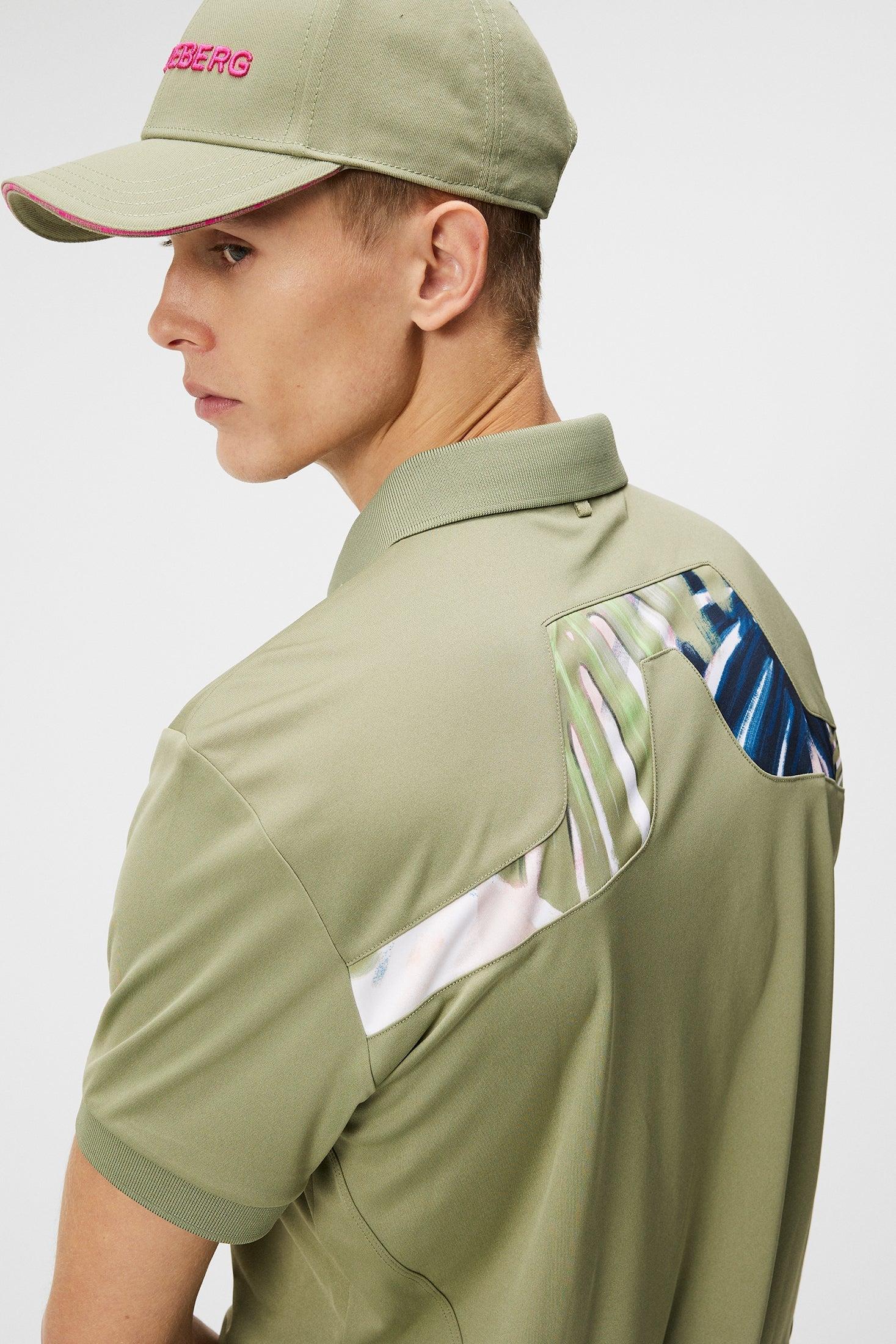 J. Lindeberg Kv Regular Fit Print Polo in Oil Green Product Image