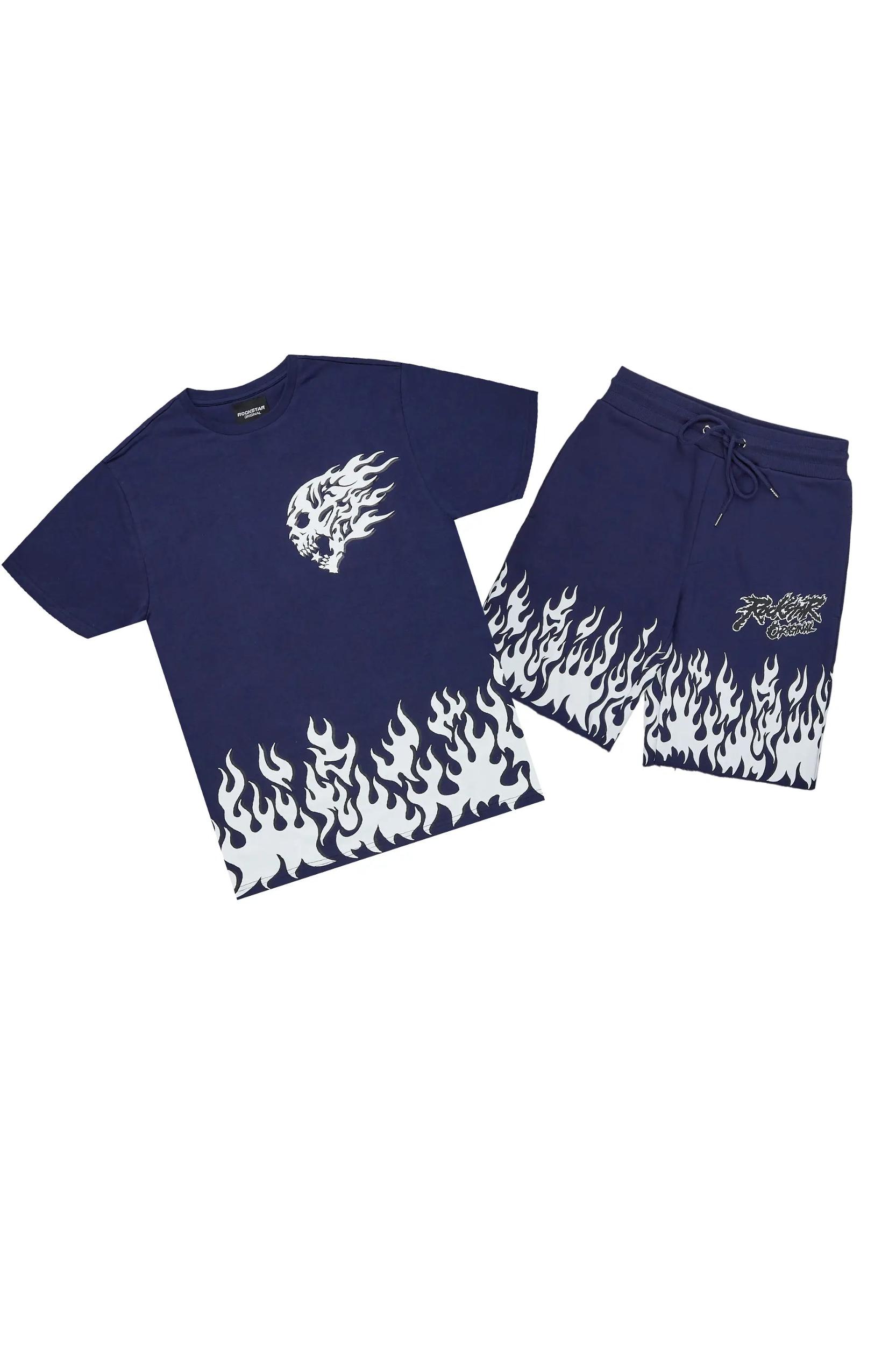 Bubble Navy T-Shirt/Short Set Male Product Image