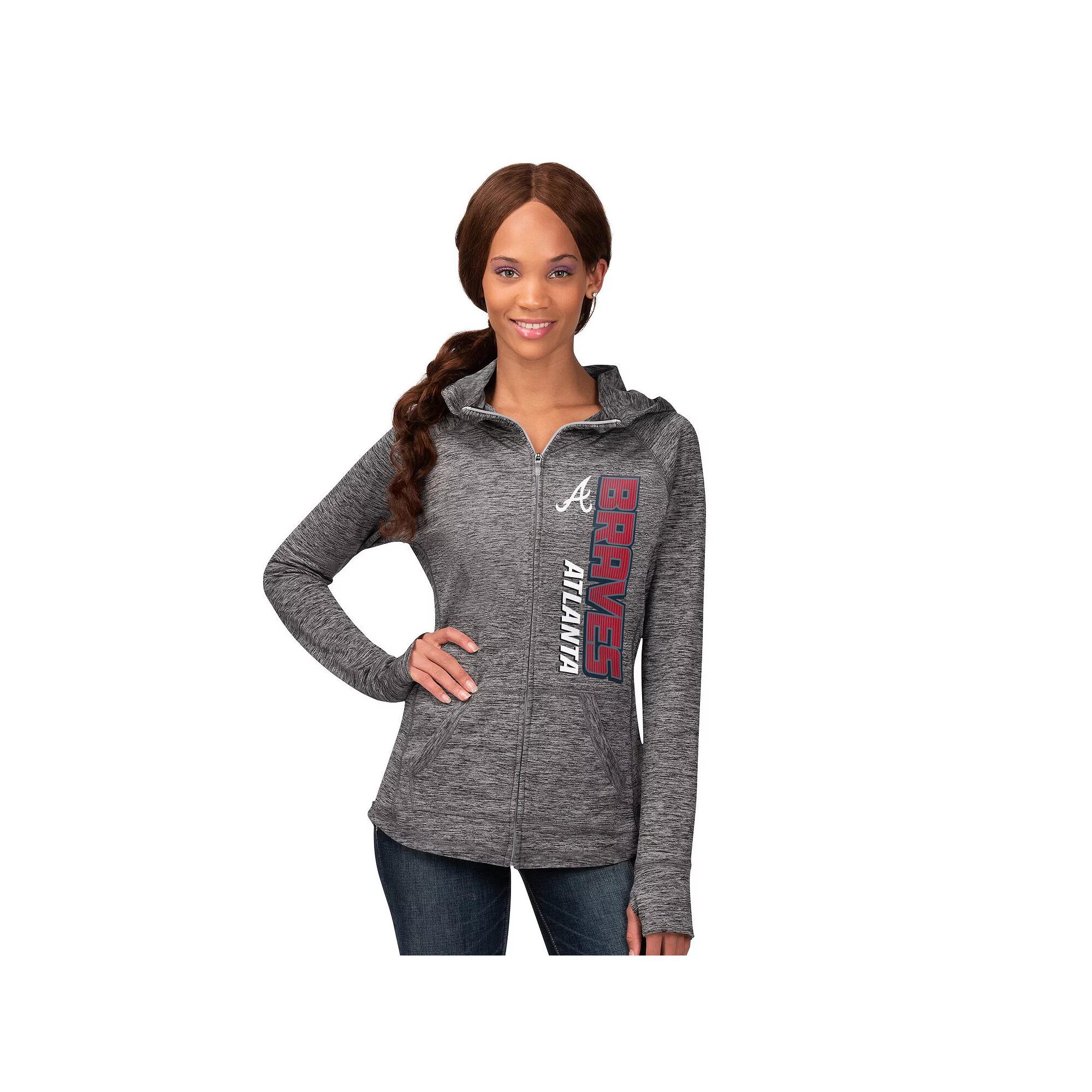 Women's G-III 4Her by Carl Banks Heather Gray Boston Red Sox Defender Space Dye Raglan Full-Zip Hoodie,  Product Image