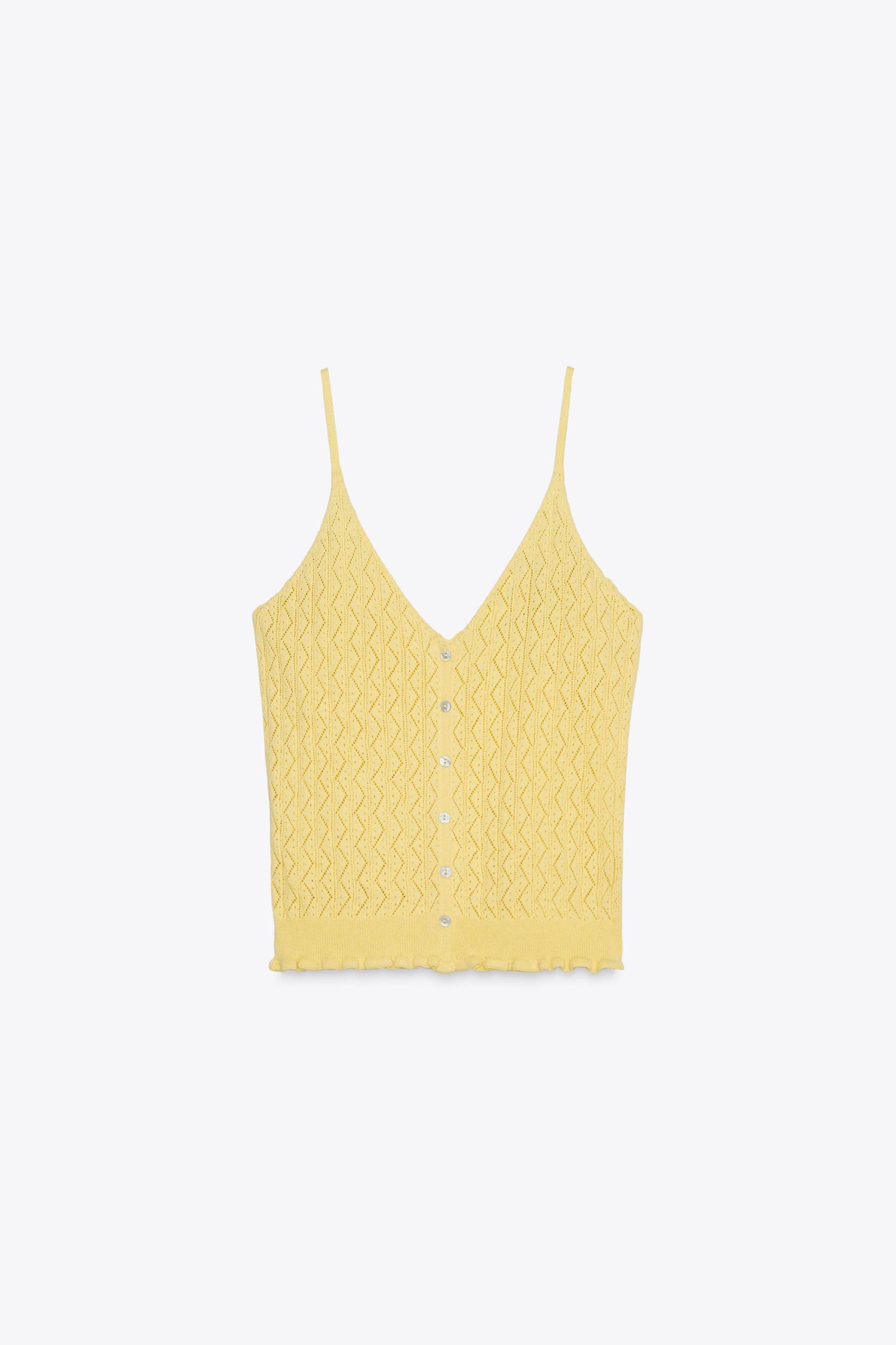 POINTELLE KNIT RUFFLED TOP Product Image