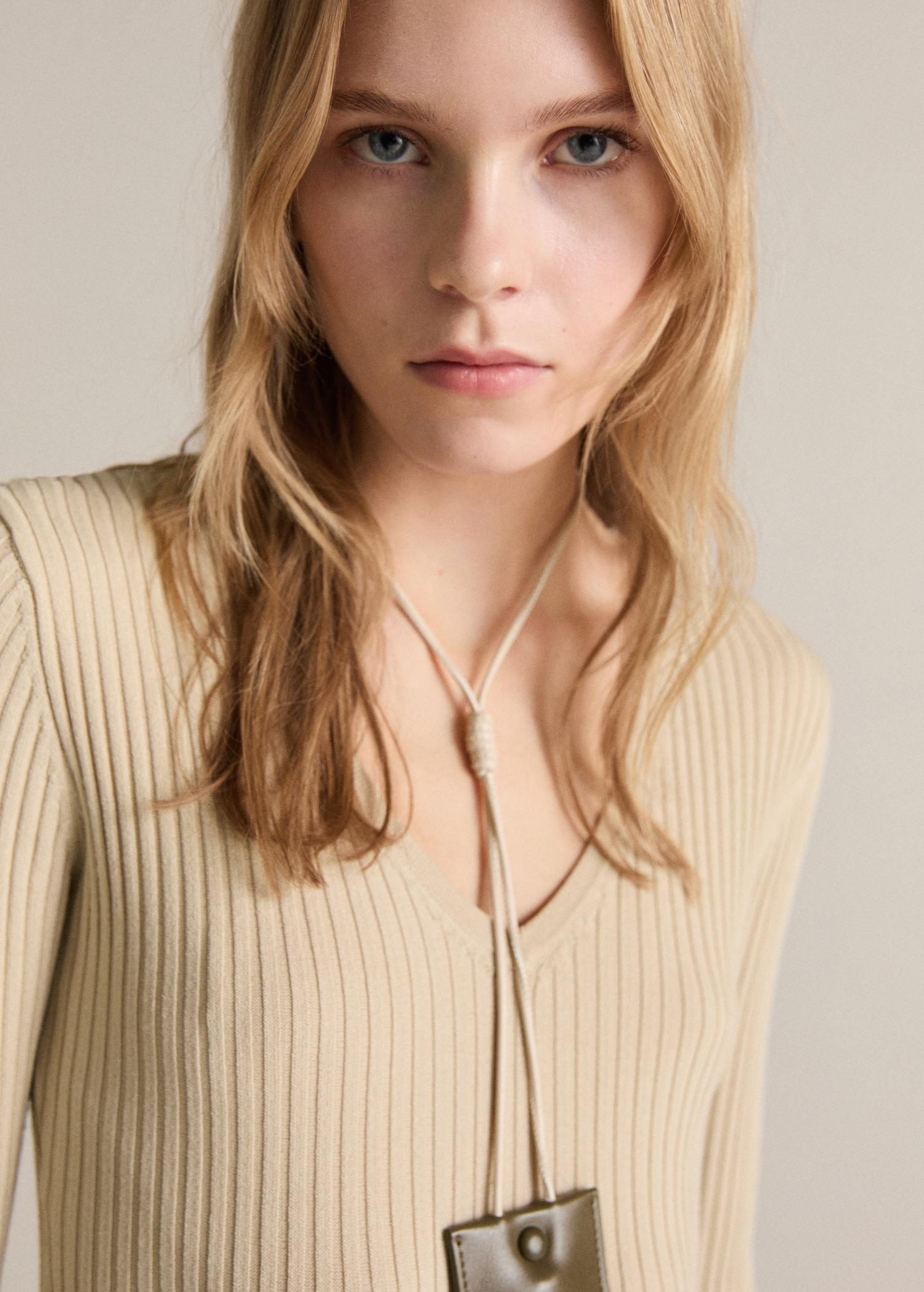 Combined woven dress with belt - Women | MANGO USA Product Image