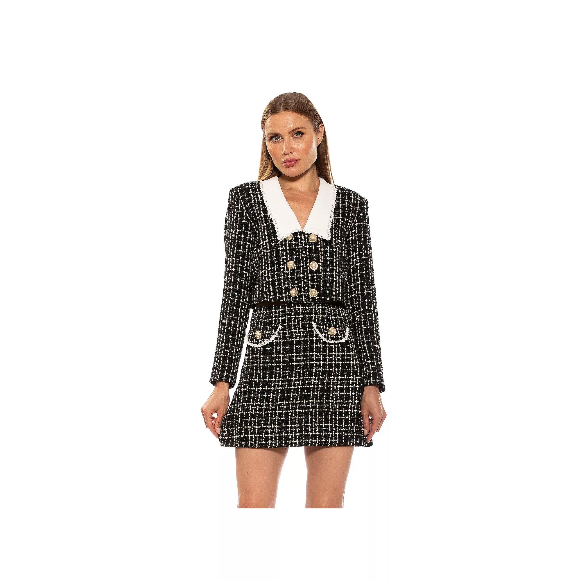 Women's ALEXIA ADMOR Aurelia Drop Lace Collar Cropped Tweed Jacket,  Product Image