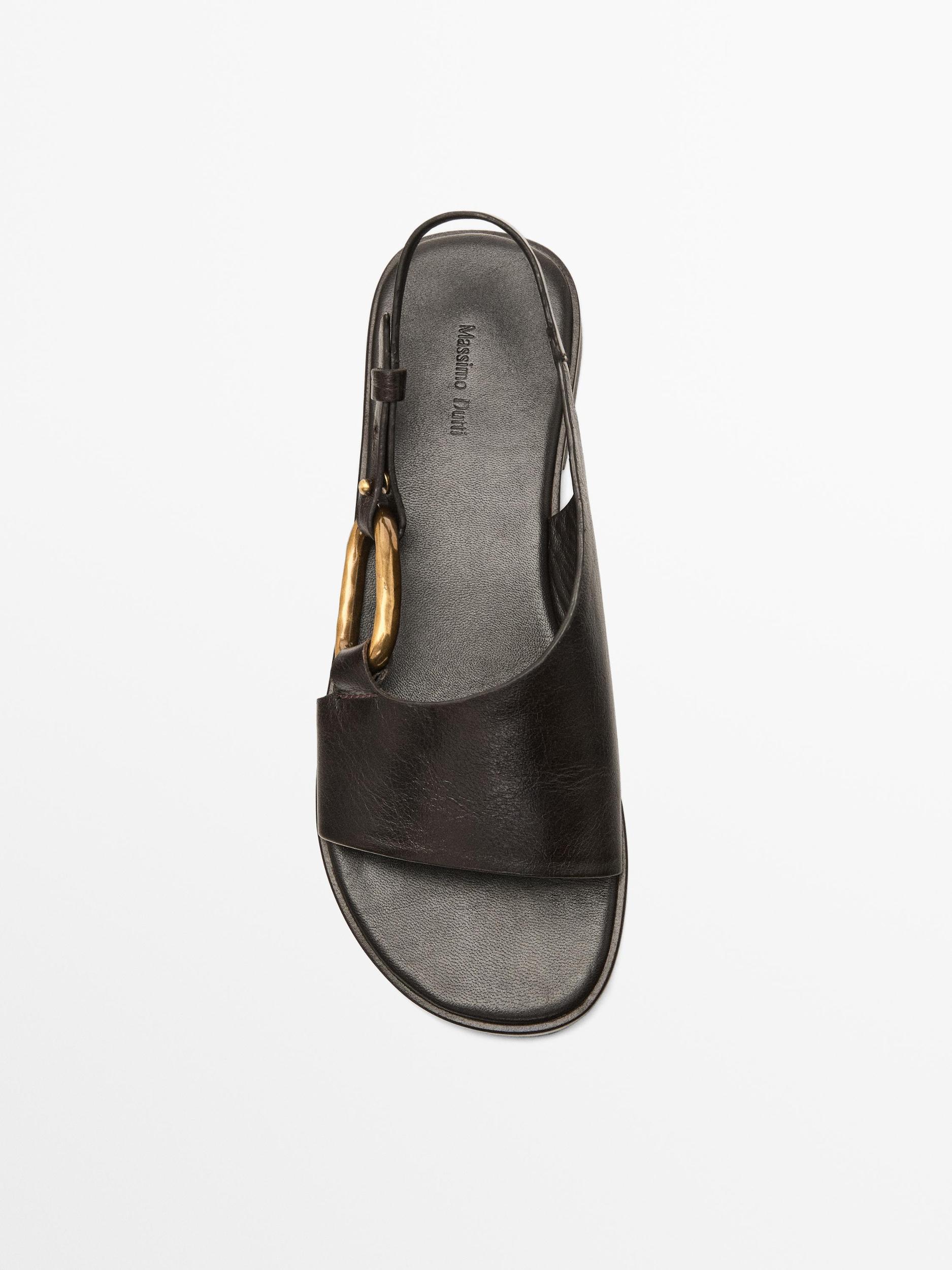 Leather sandals with ring detail Product Image