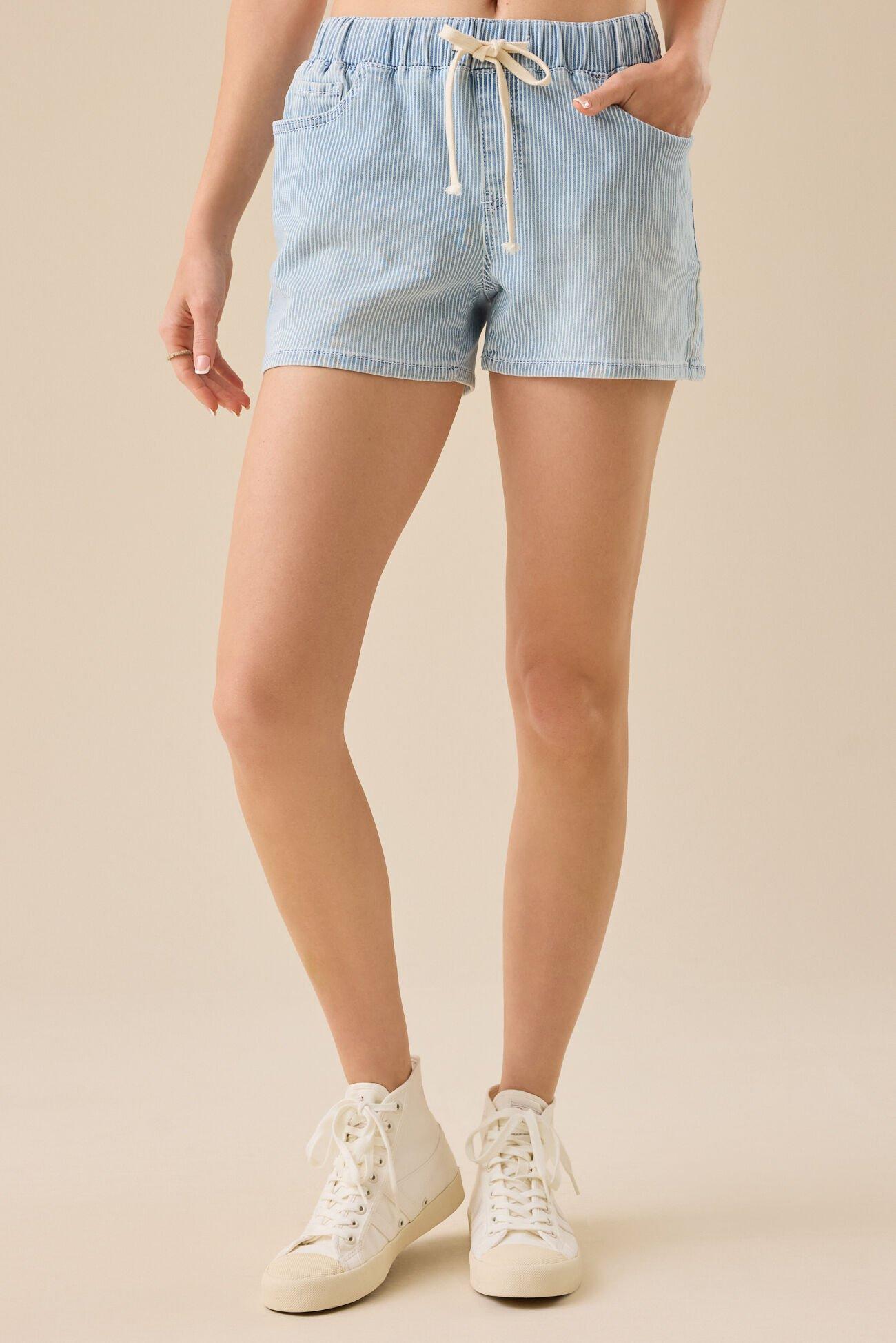 Josie Striped Drawstring Shorts Product Image