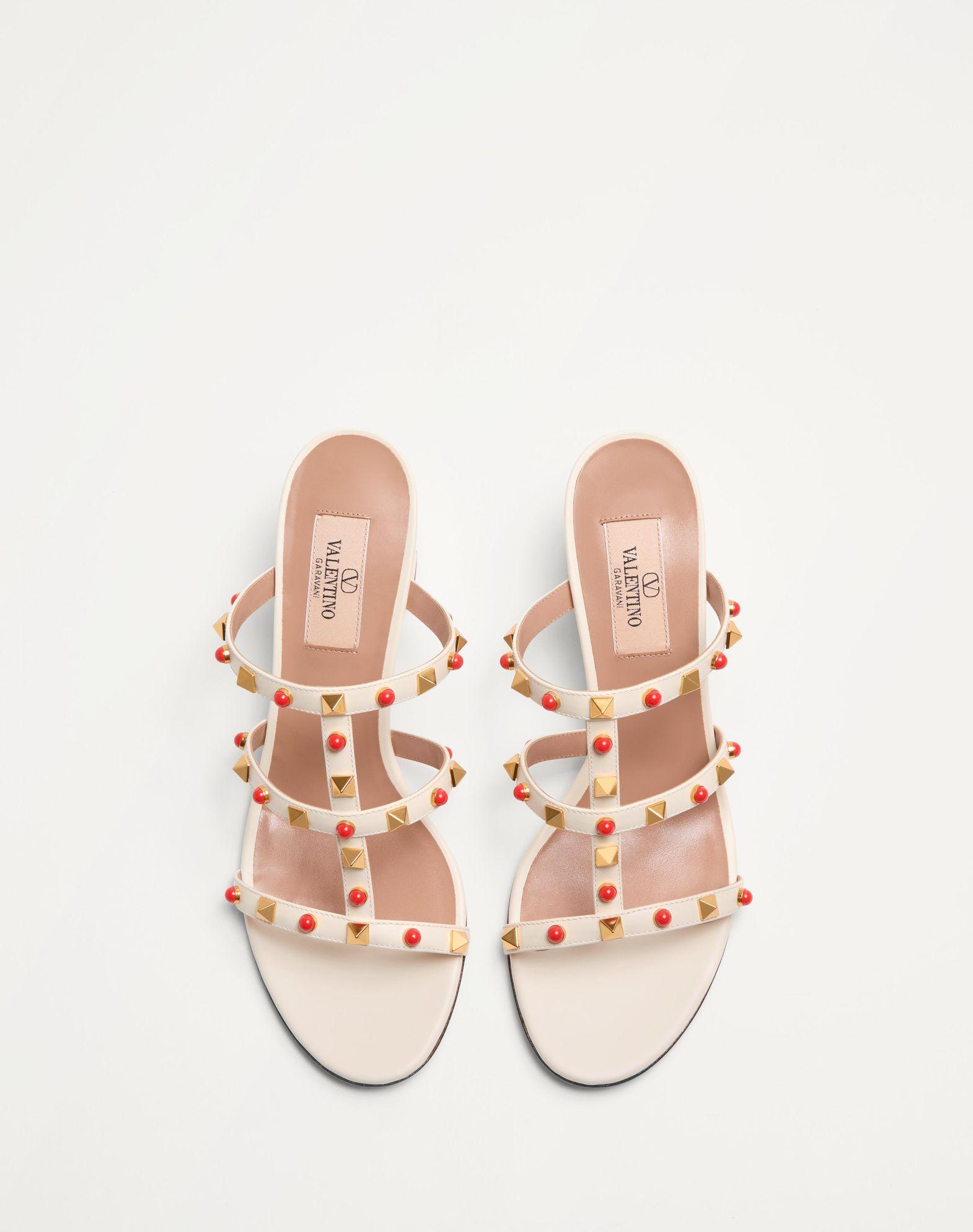 Rockstud Slide Sandal In Calfskin With Cabochon Stones 60Mm Product Image