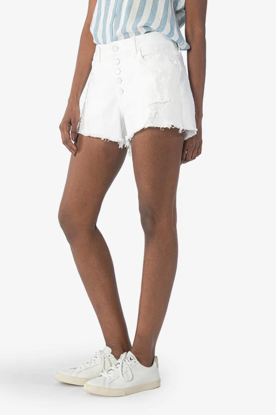 Jane White Distressed High Rise Short Product Image