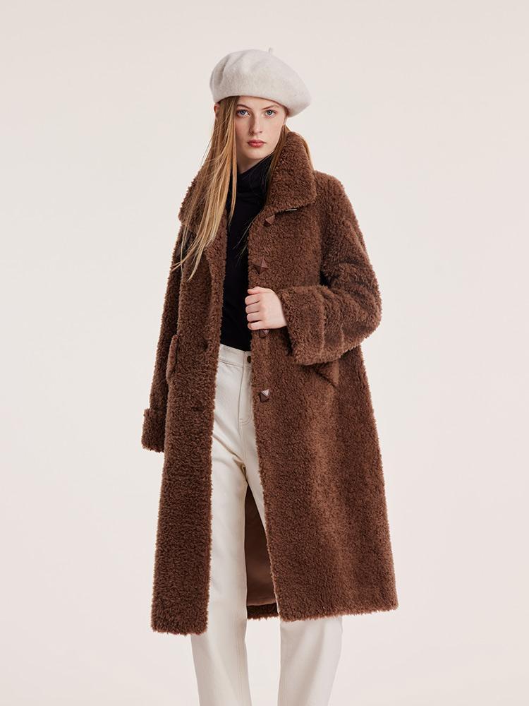 Pure Wool Lapel Velour Long Women Coat Product Image