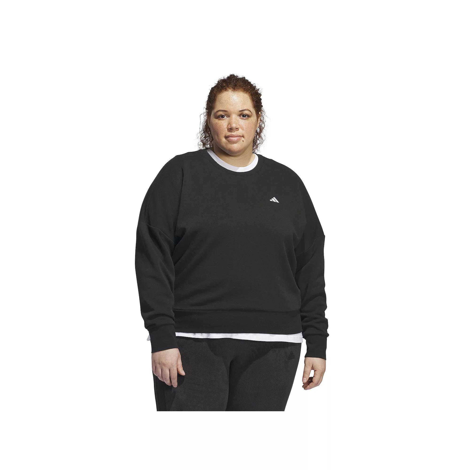 Plus Size adidas Essentials Feel Cozy Sportswear Sweatshirt, Women's, Size: 4XL, Black White Product Image
