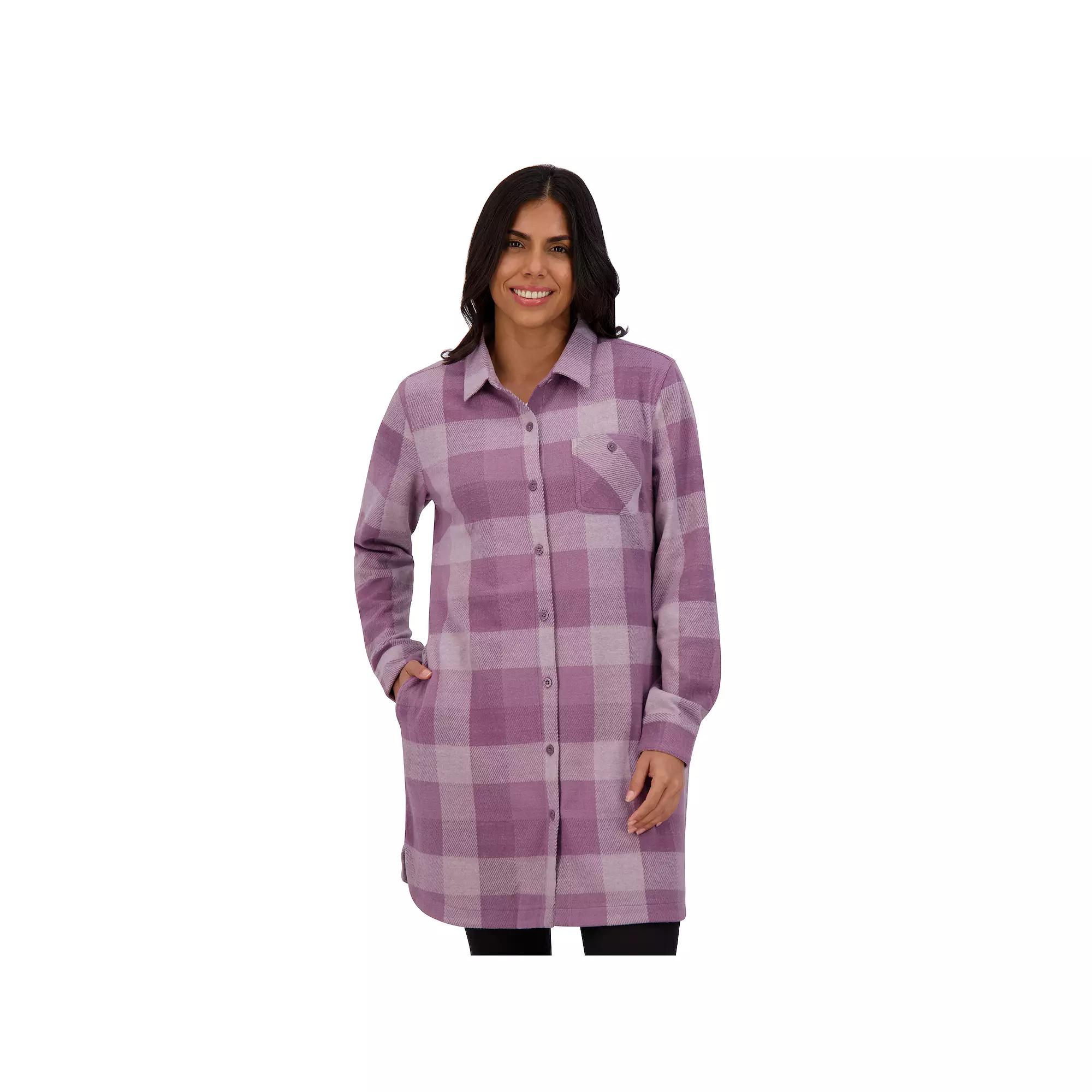 Women's ZeroXposur Luna Brushed Knit Plaid Shirtdress, Size: Small, Fig Scotch Product Image