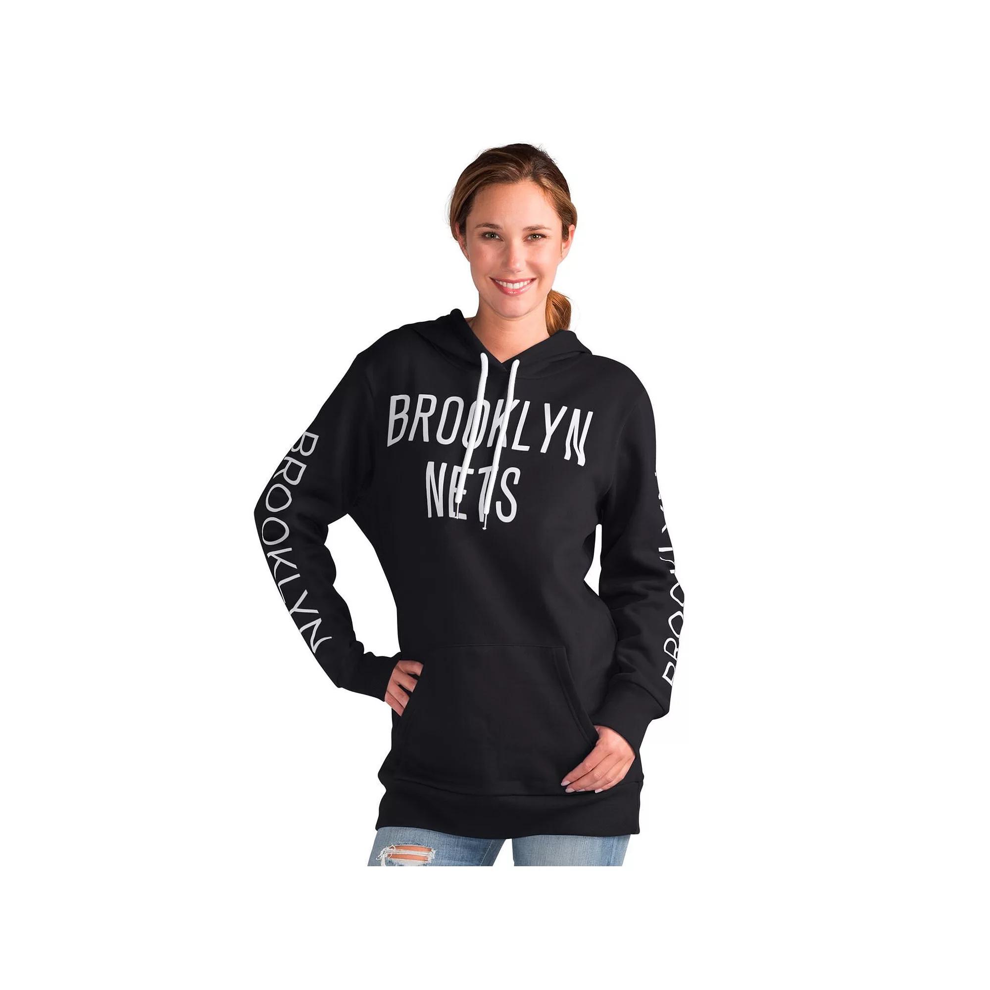 Women's G-III 4Her by Carl Banks Black Brooklyn Nets Base Coach Pullover Hoodie,  Product Image