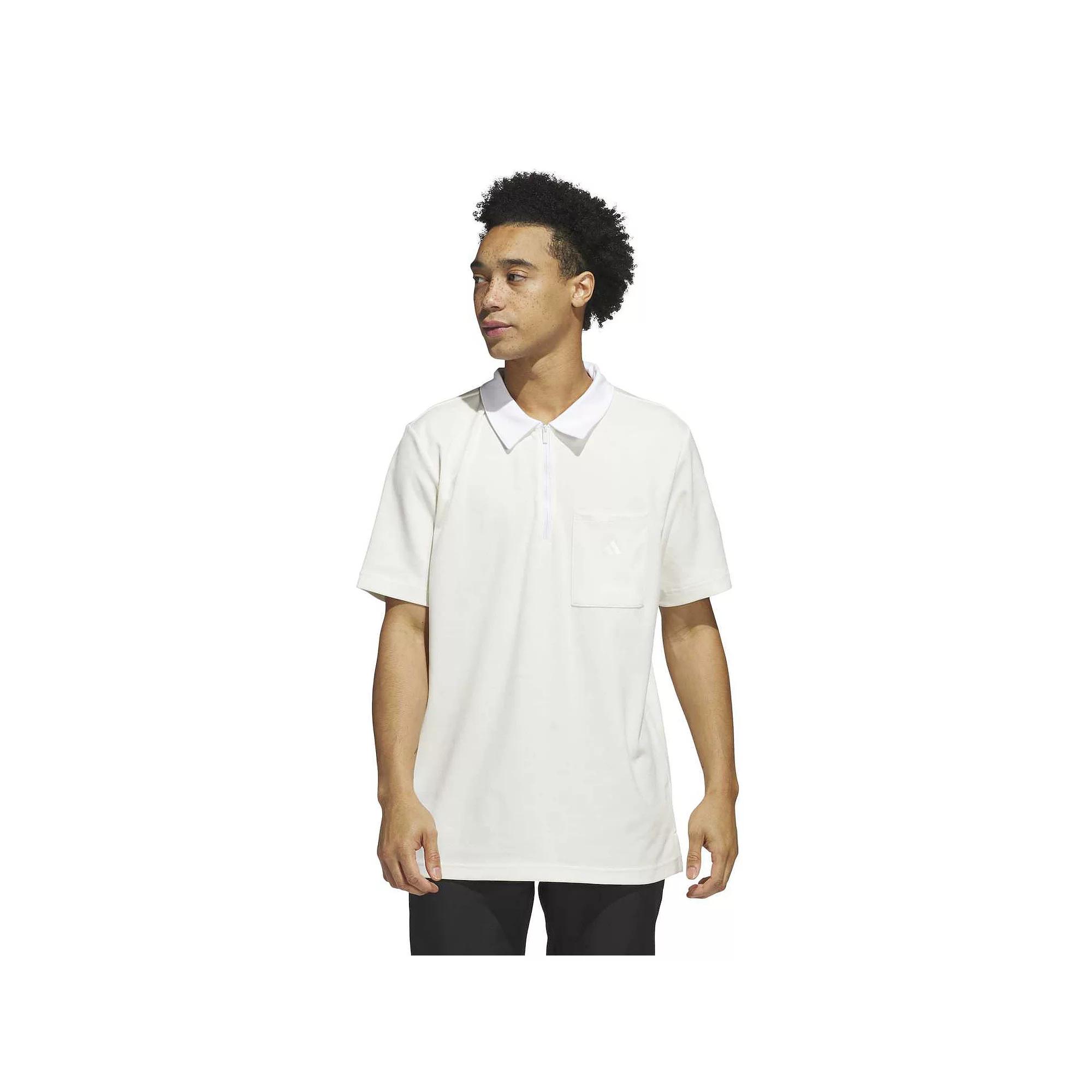 Men's adidas Essentials Quarter Zip Sportswear Polo Shirt, Size: Large, Off White Product Image