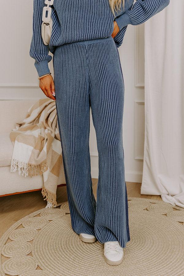 Uptown Chic High Waist Ribbed Pants in Riverside Product Image