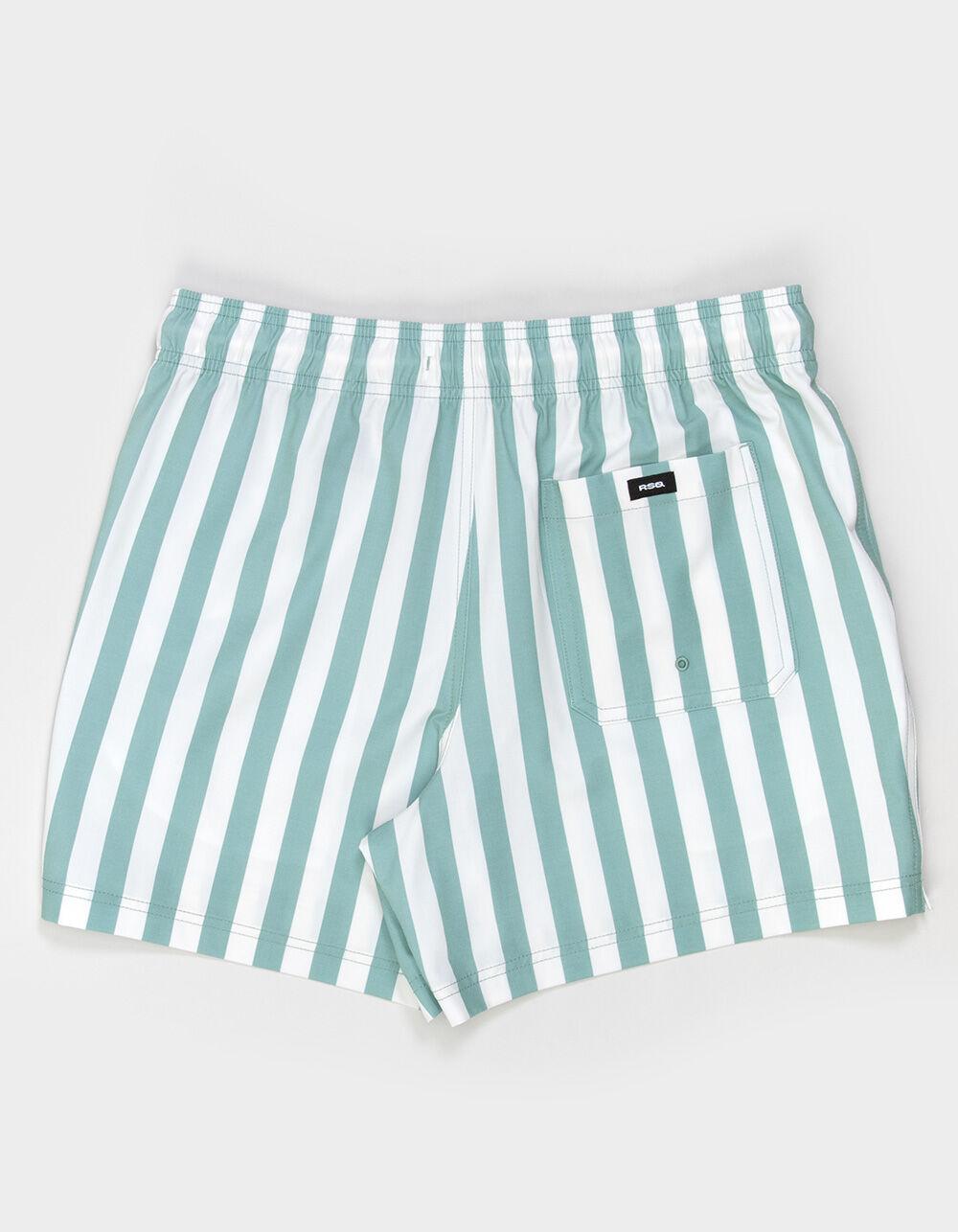 RSQ Mens Bold Stripe Swim Shorts - CRYSTAL GREEN Product Image