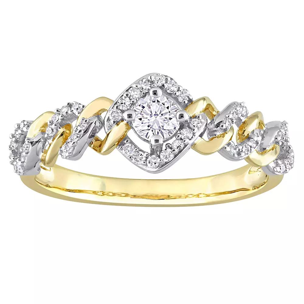 Stella Grace 10k Two-Tone Gold 1/3 Carat T.W. Diamond Link Halo Engagement Ring, Women's, Size: 9, 10k Gold Product Image