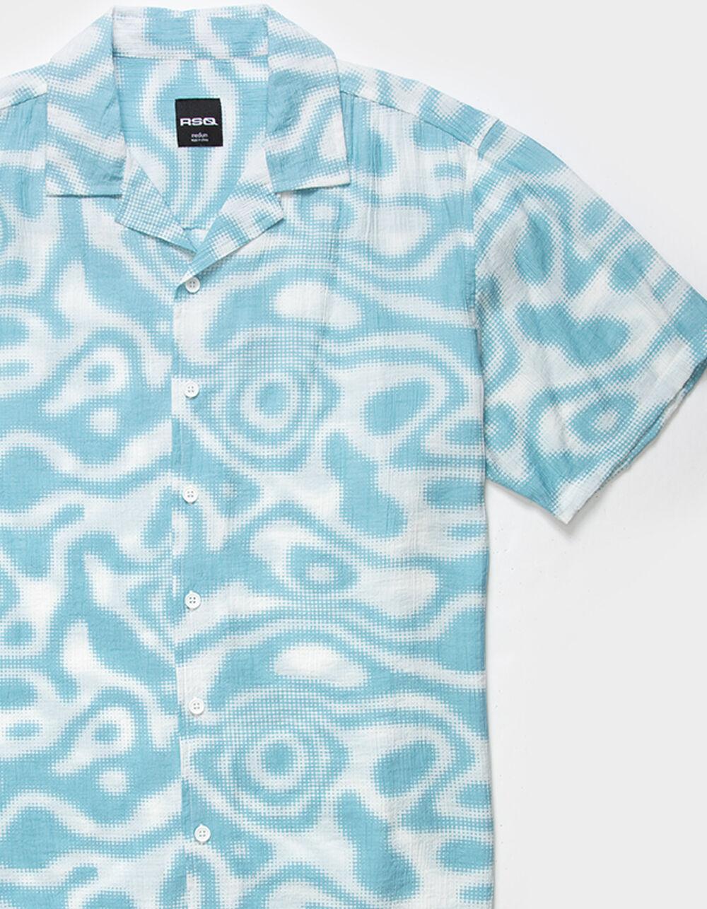 RSQ Mens Texture Blur Camp Shirt - BLUE Product Image
