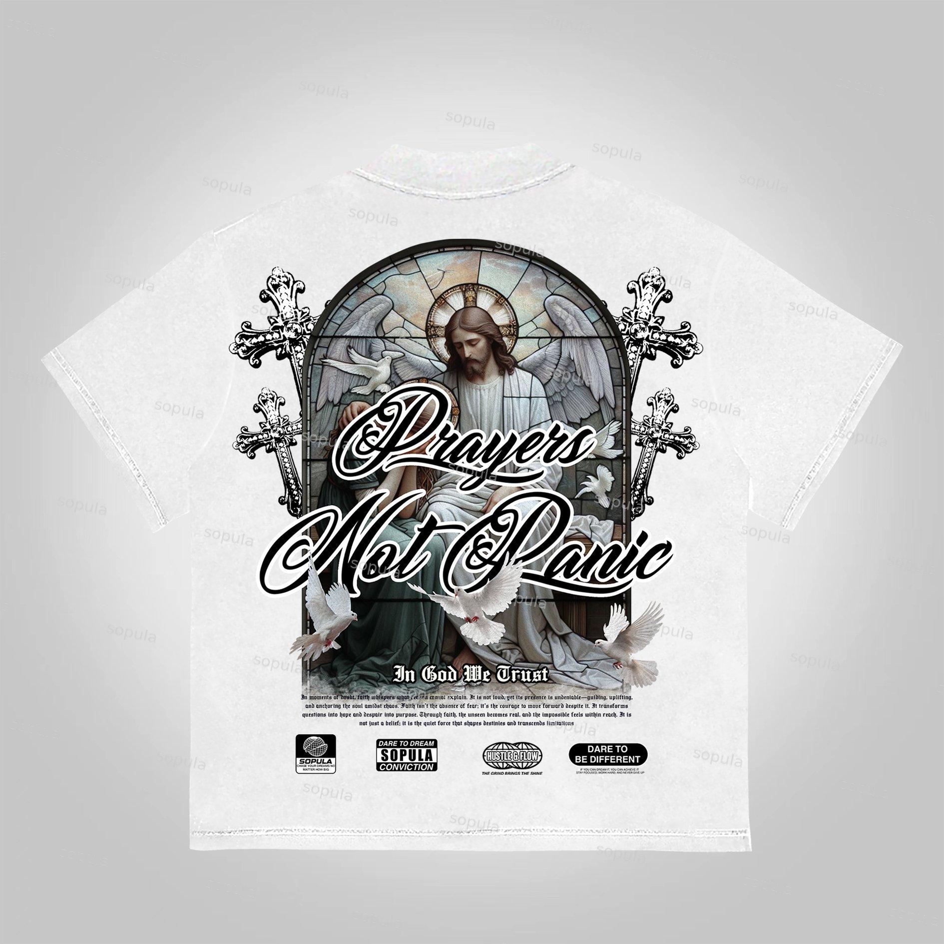 Sopula Prayers God Will Be By Your Side Printed Graphics Cotton T-Shirt Product Image