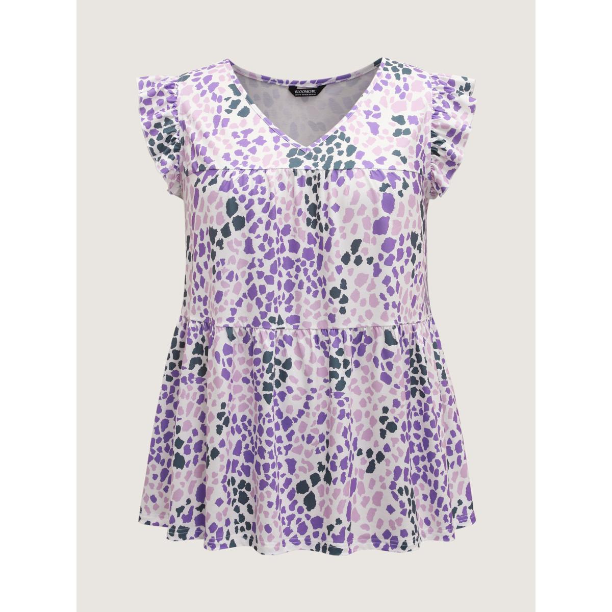 Plus Size Colorful Leopard Print Bust-Comfort Top Women Multicolor Gathered V-neck Elegant Tank Tops Camis BloomChic 18-20/2X Product Image