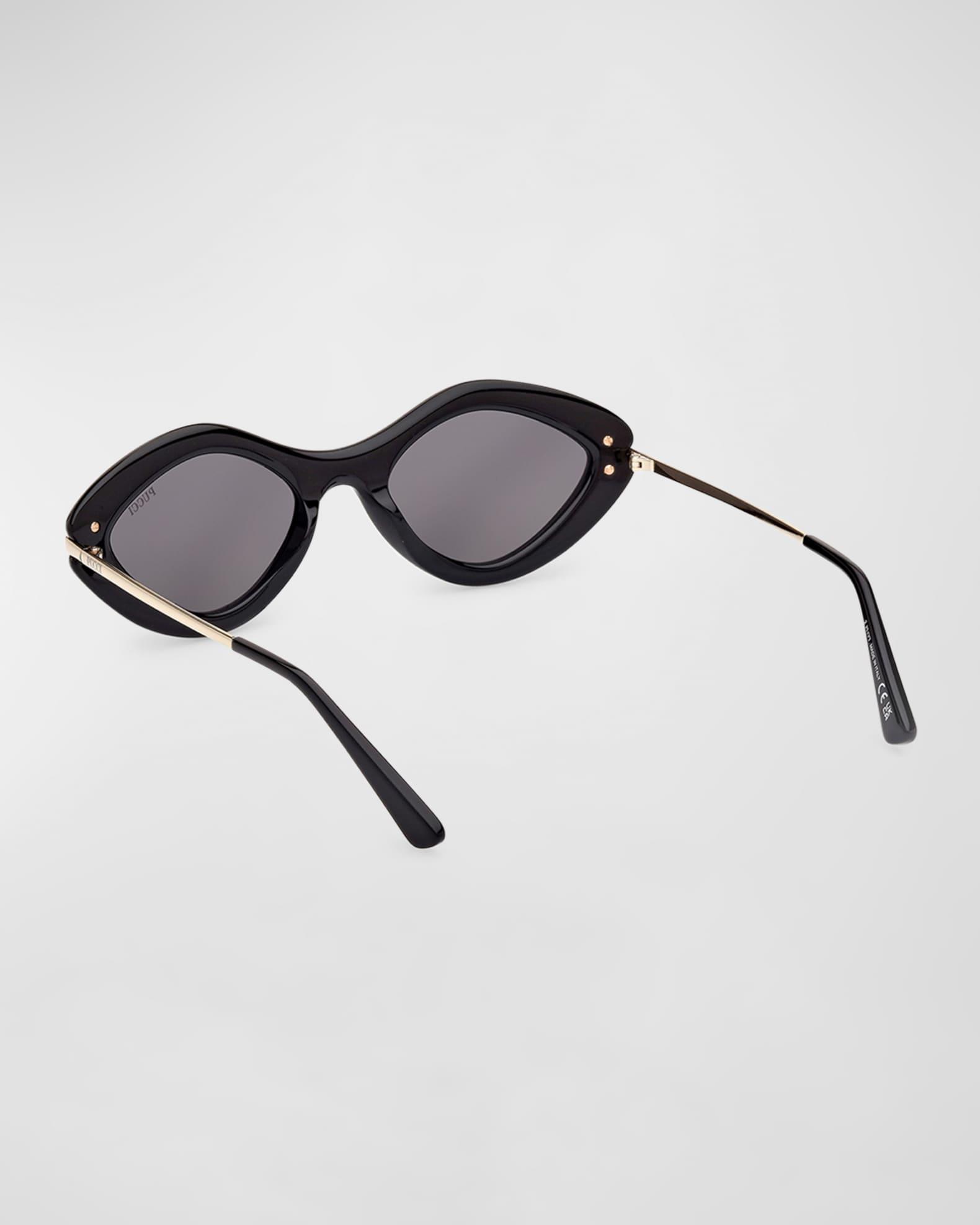 Logo Acetate & Metal Oval Sunglasses  Product Image