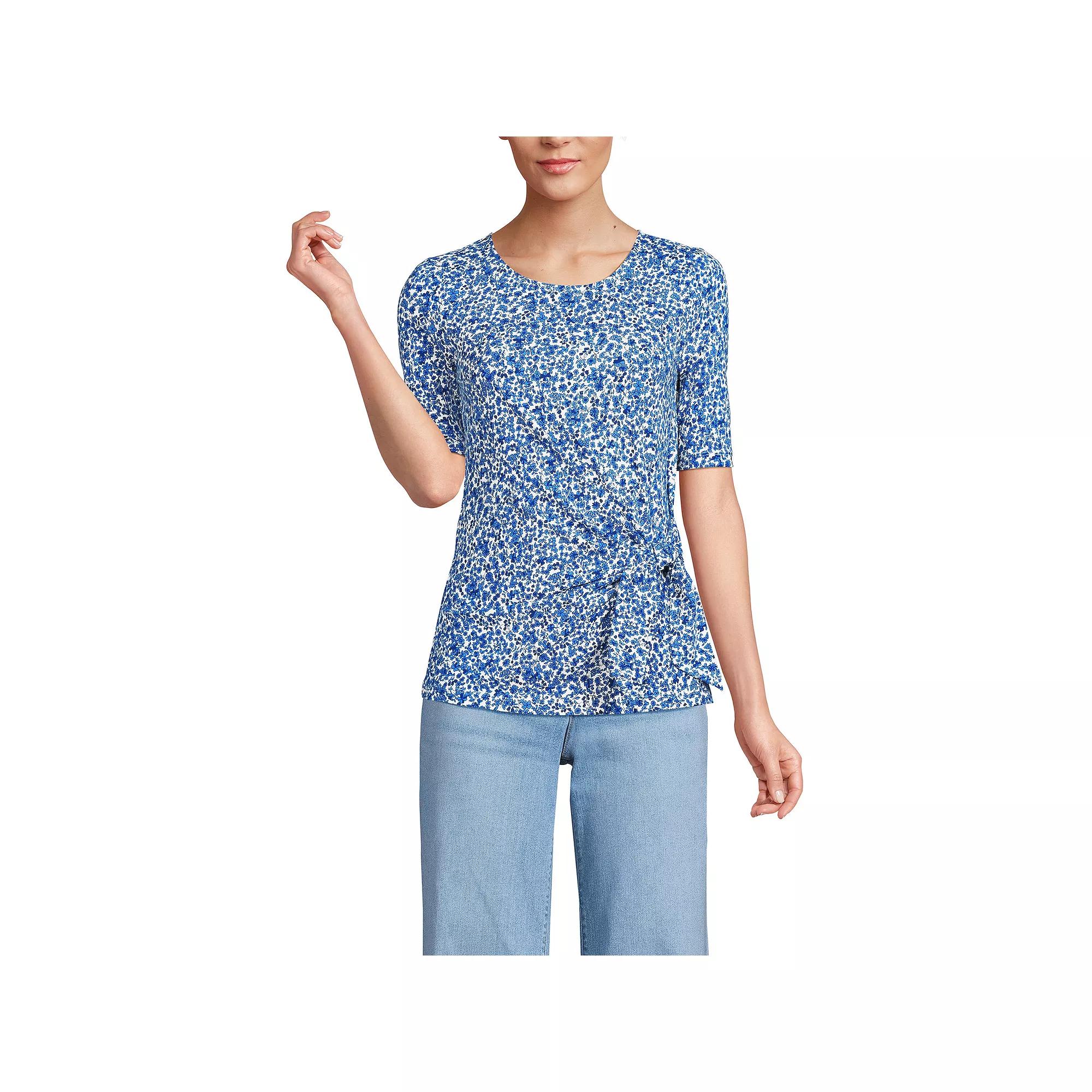 Women's Lands' End Lightweight Jersey Tie Front Top,  Product Image