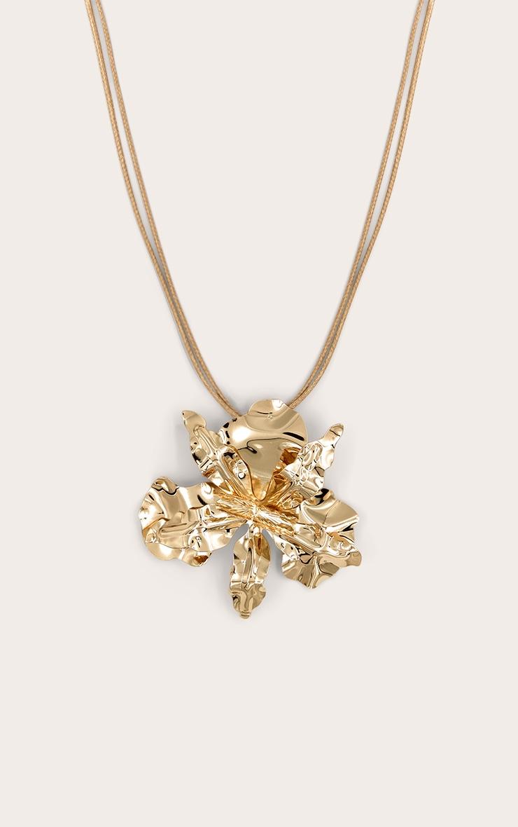 Gold Foil Effect Statement Flower Necklace Product Image
