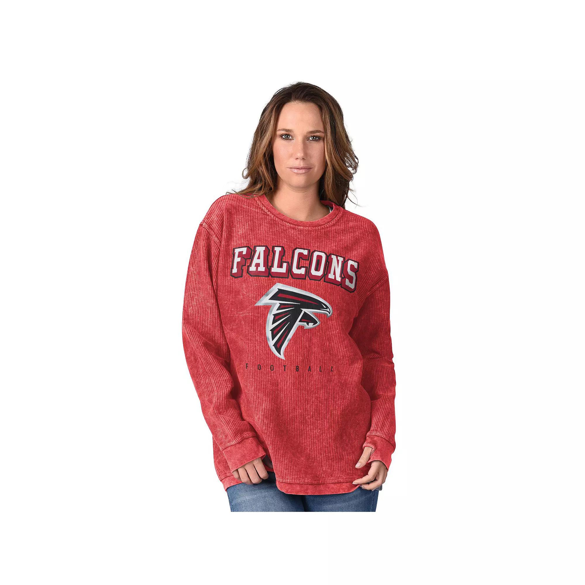 Women's G-III 4Her by Carl Banks Red Atlanta Falcons Comfy Cord Distressed Pullover Sweatshirt,  Product Image