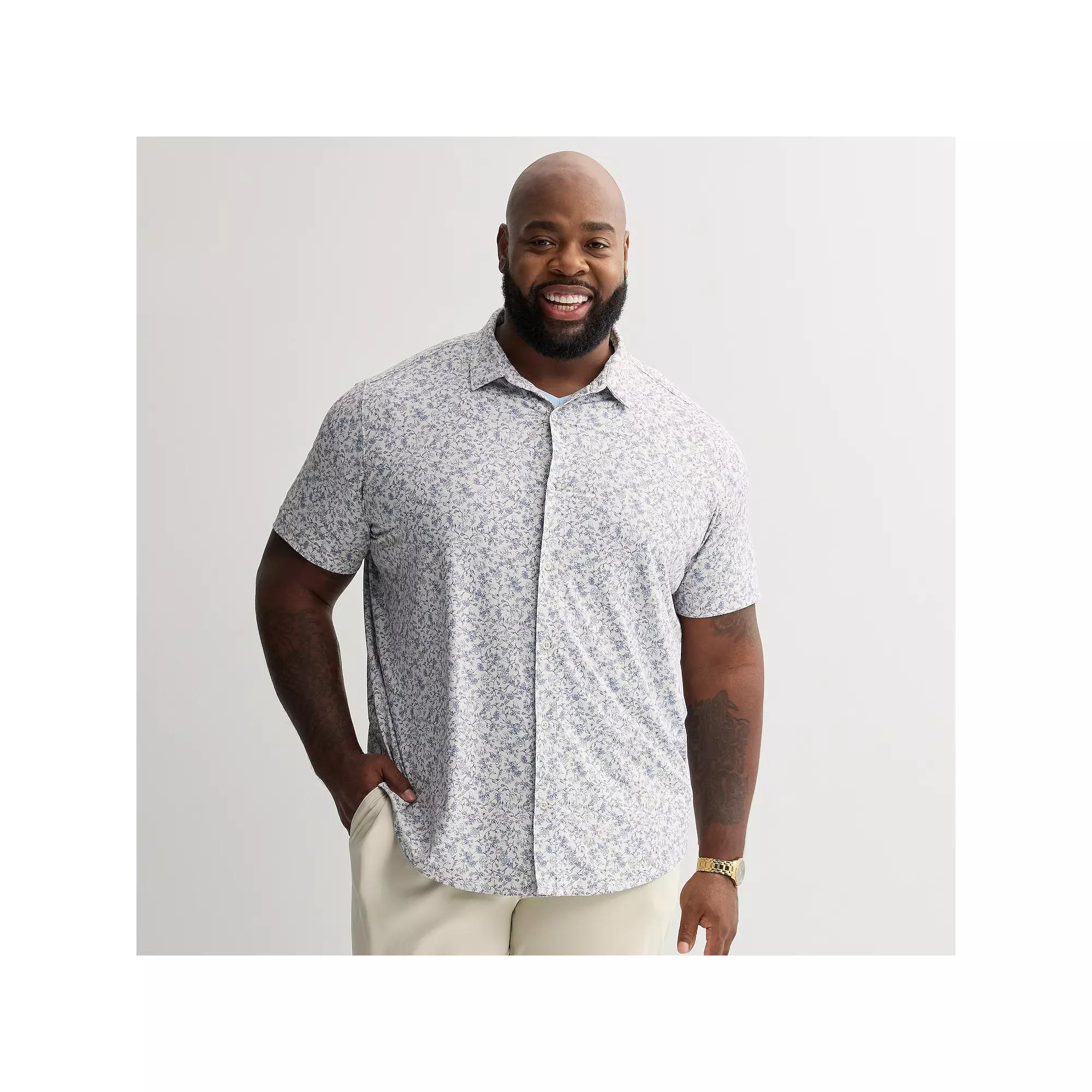 Big & Tall Apt. 9® Point Collar Button-Down Short Sleeve Shirt, Men's,  Product Image