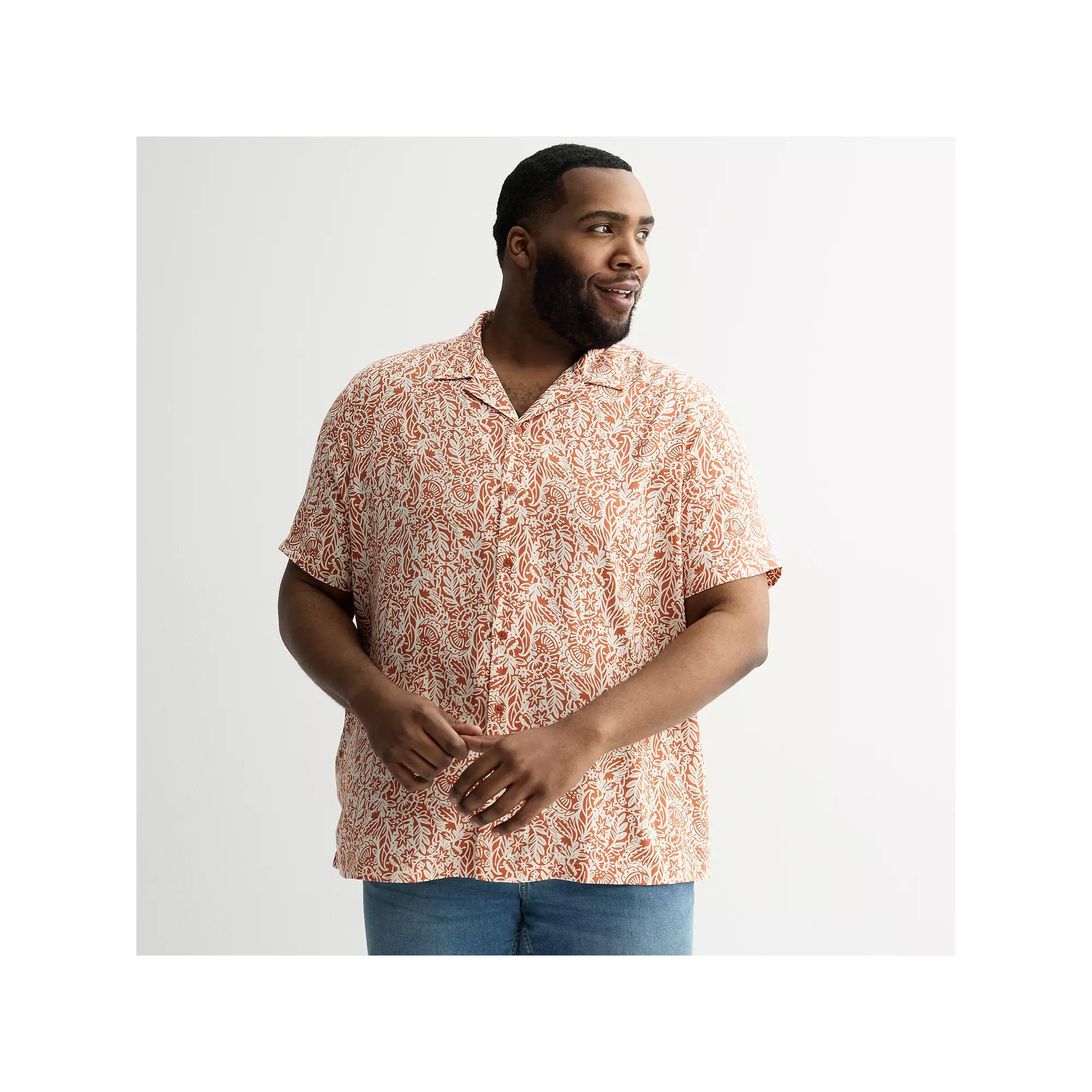 Big & Tall Apt. 9® Short Sleeve Rayon Camp Collar Shirt, Men's, Size: 2XB, Brown Floral Tapestry Product Image