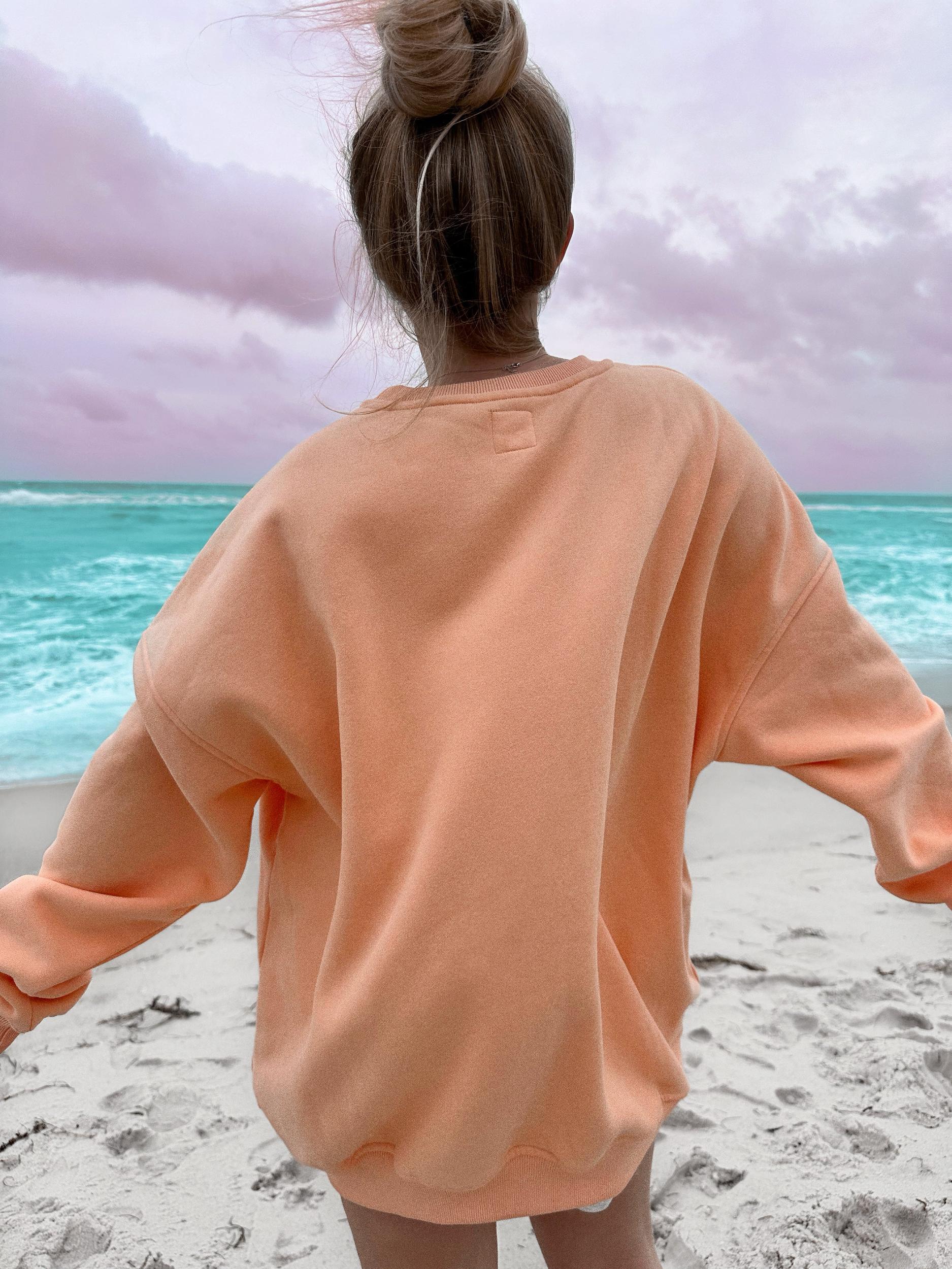 Sherbet Orange Sunkissedcoconut Embroider Sweatshirt Product Image