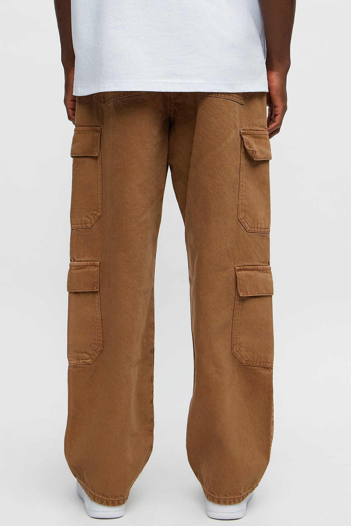 Build Up Baggy Cargo Jeans - Brown Male Product Image