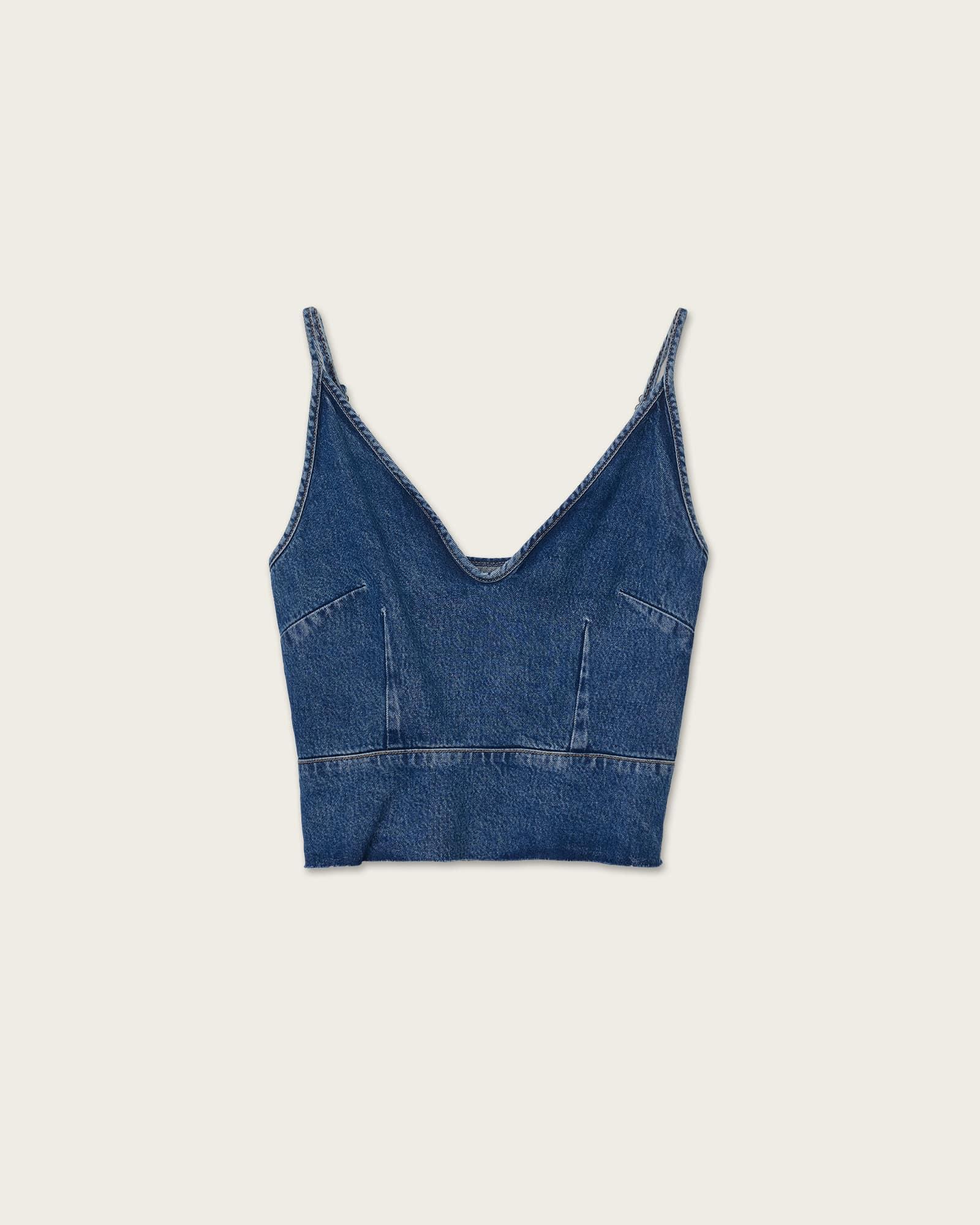 Lilah Denim Slim Tank Top Mid Indigo | ALLSAINTS US Product Image