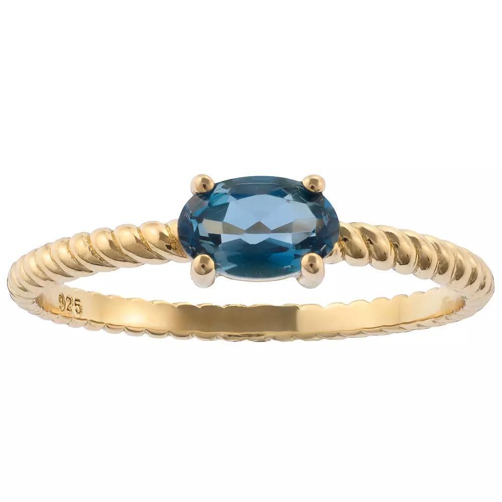 Gemistry 14k Gold Oval Cut London Blue Topaz Ring, Women's, Size: 9 Product Image