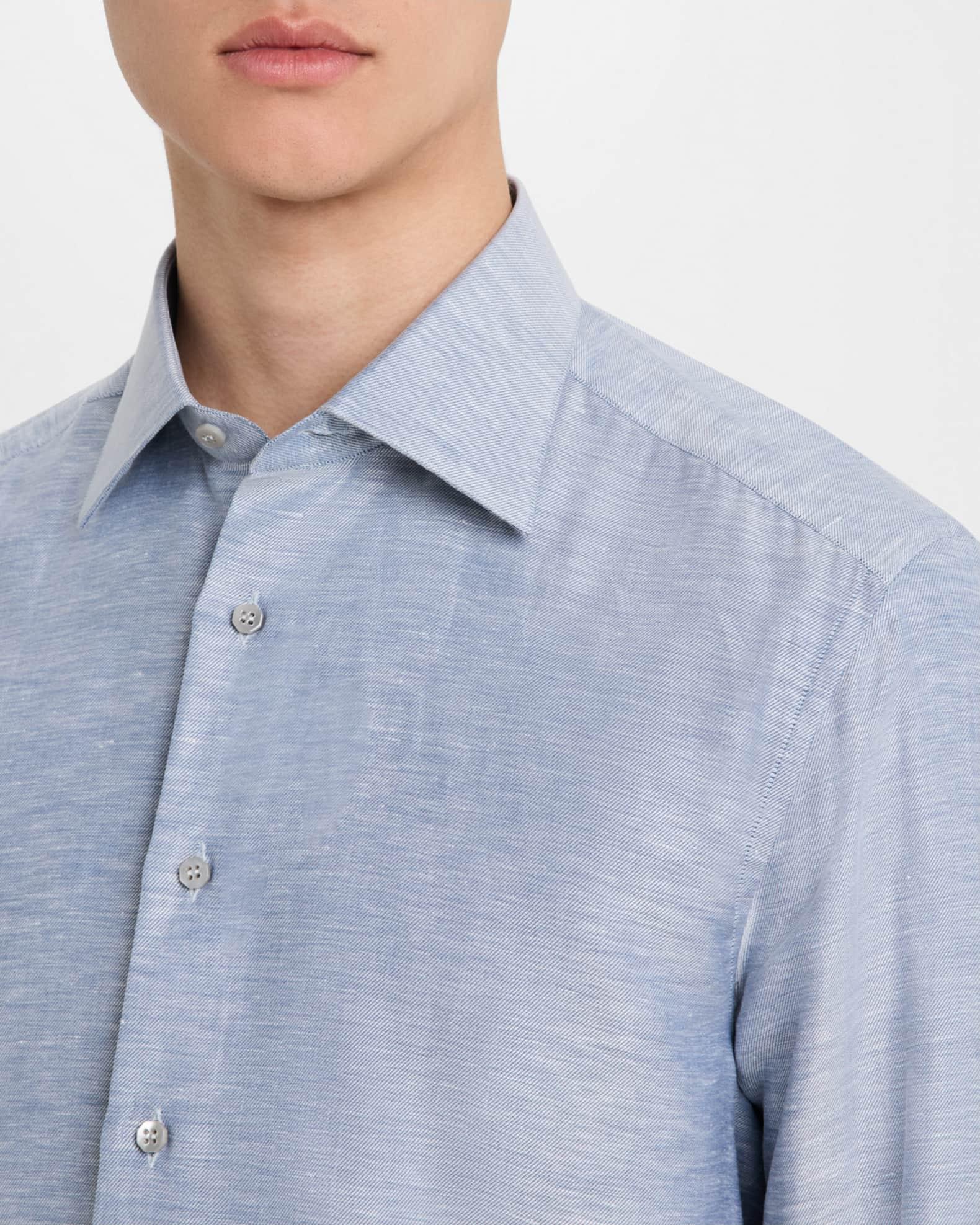 Men's Heathered Cotton and Linen Sport Shirt Product Image