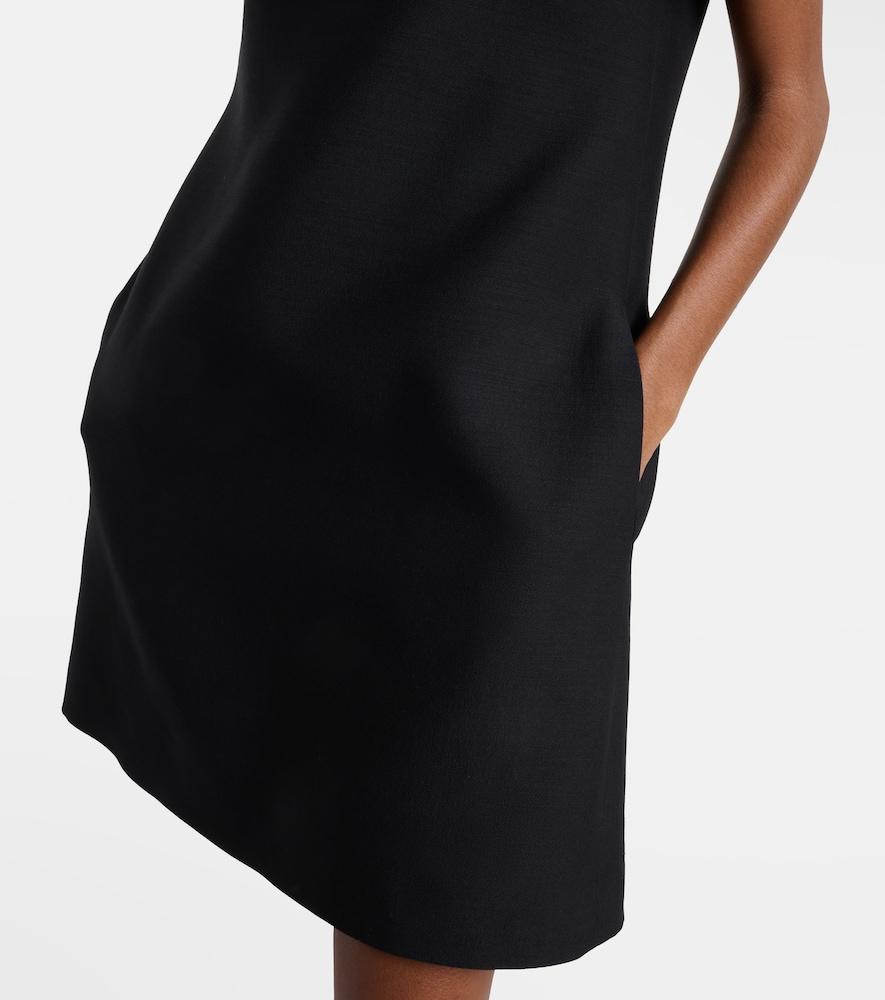 VALENTINO Embellished Silk-trimmed Wool And Silk-blend Crepe Mini Dress In Black Product Image