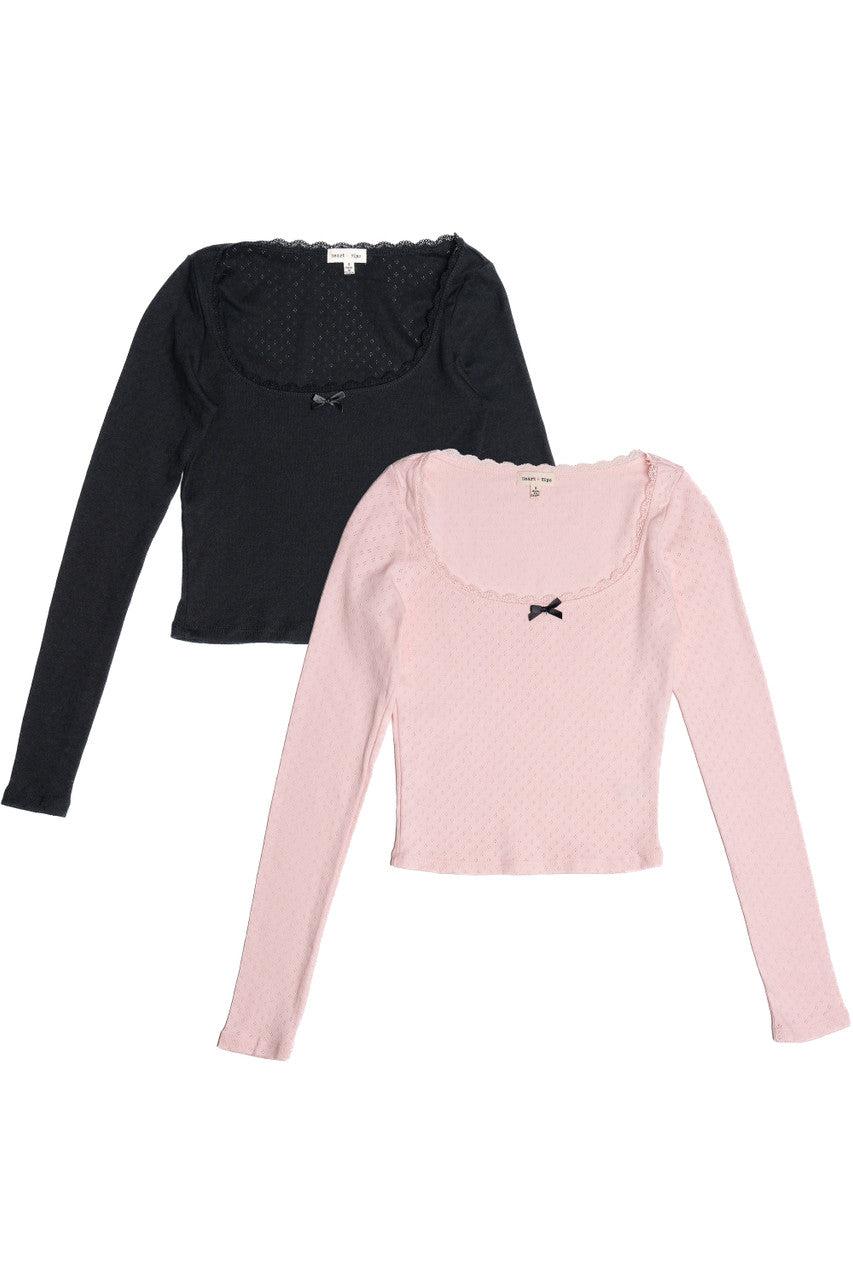Pointelle Long Sleeve With Bow Product Image