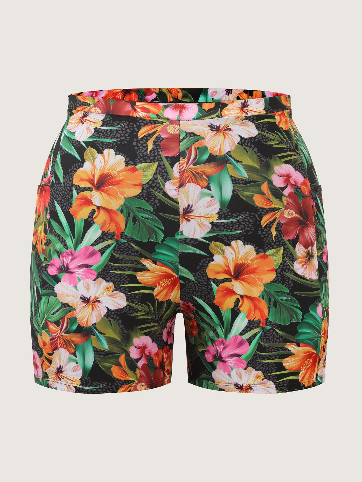 Tropical Floral Print Hip Coverage Swim Dress Female Product Image