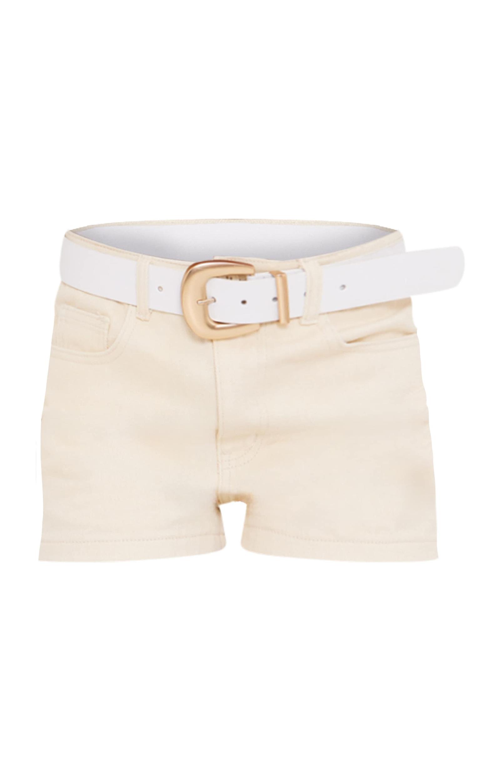 Ecru Longline Denim Tailored Shorts Product Image