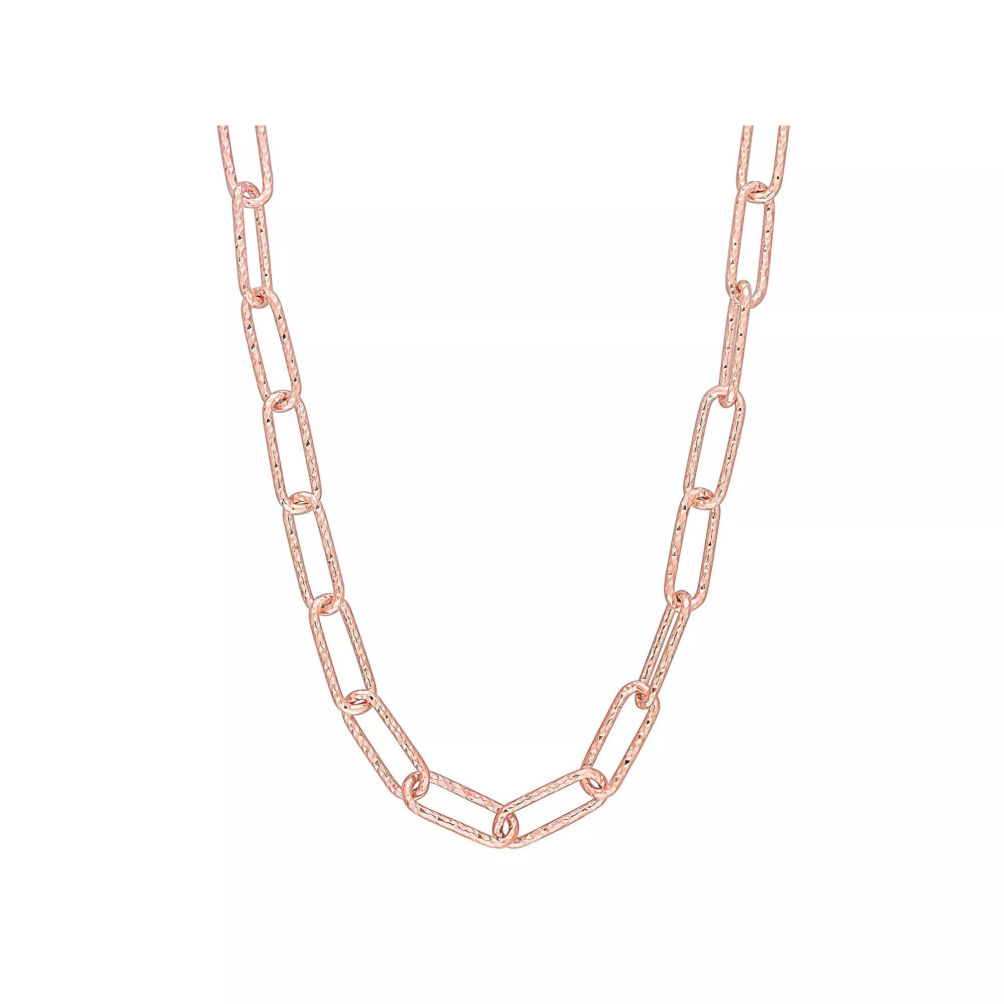 Stella Grace 18k Gold Over Silver 5 mm Fancy Paper Clip Link Chain Necklace, Womens 18k Pink Plated Product Image