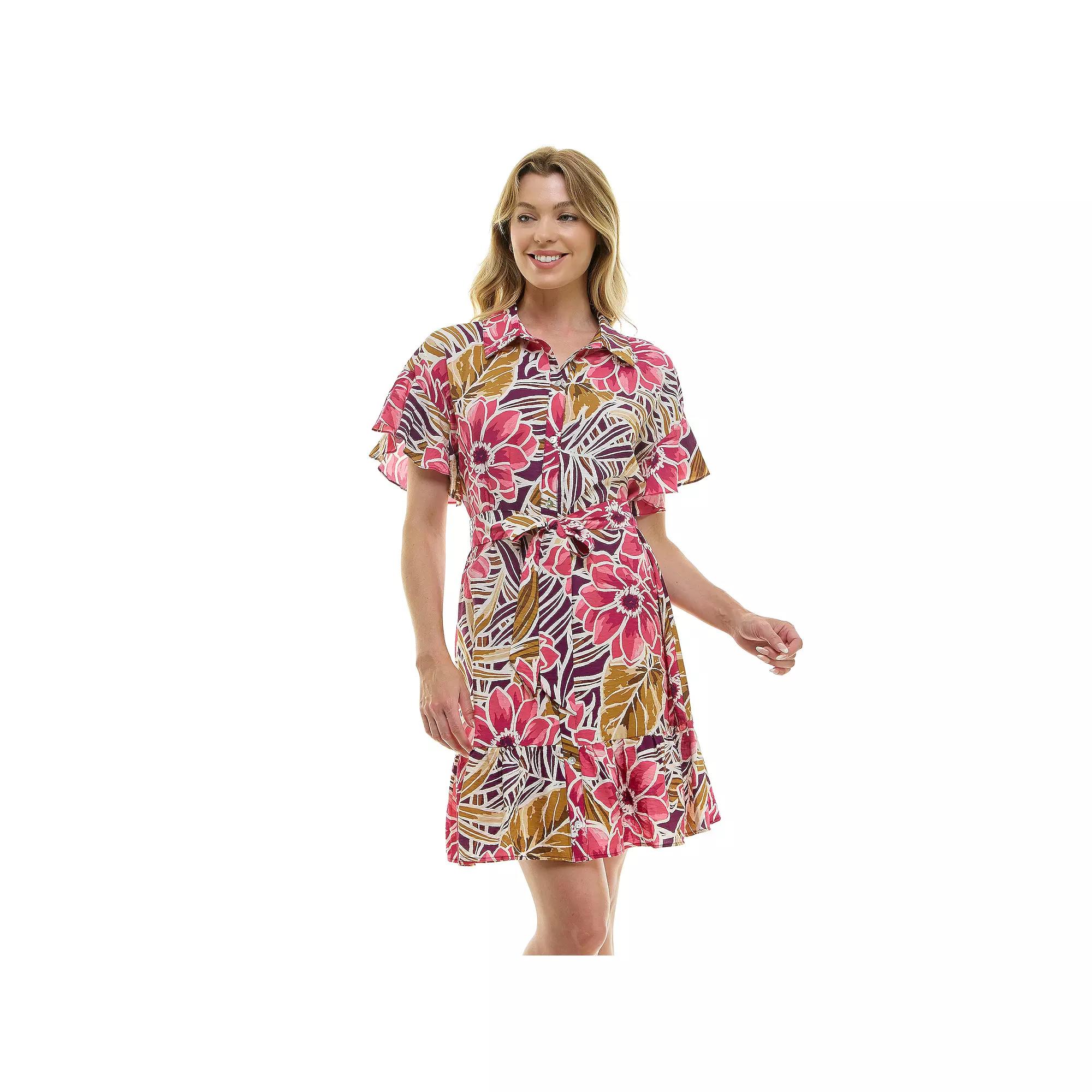 Women's Luxology Button Front Tie-Waist Dress,  Product Image