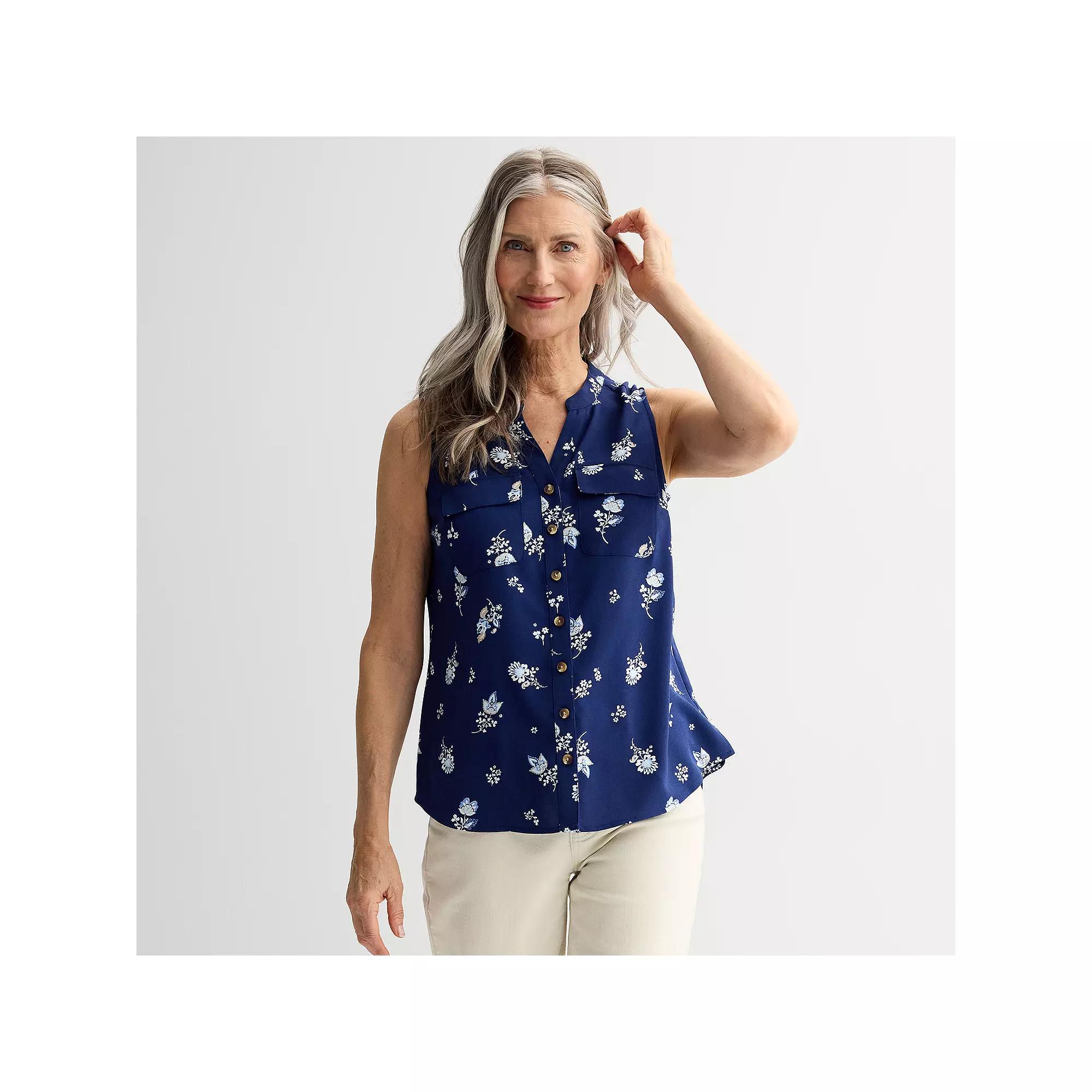 Women's Croft & Barrow® Y-Neck Tank Top,  Product Image