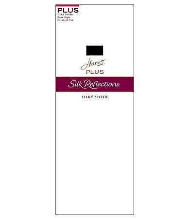 Hanes Plus Size Silk Reflections Reinforced-Toe Wide Comfort Band Knee Highs 2-Pack Product Image