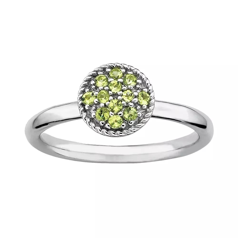 Stacks & Stones Sterling Silver Peridot Cluster Stack Ring, Women's, Size: 10 Product Image